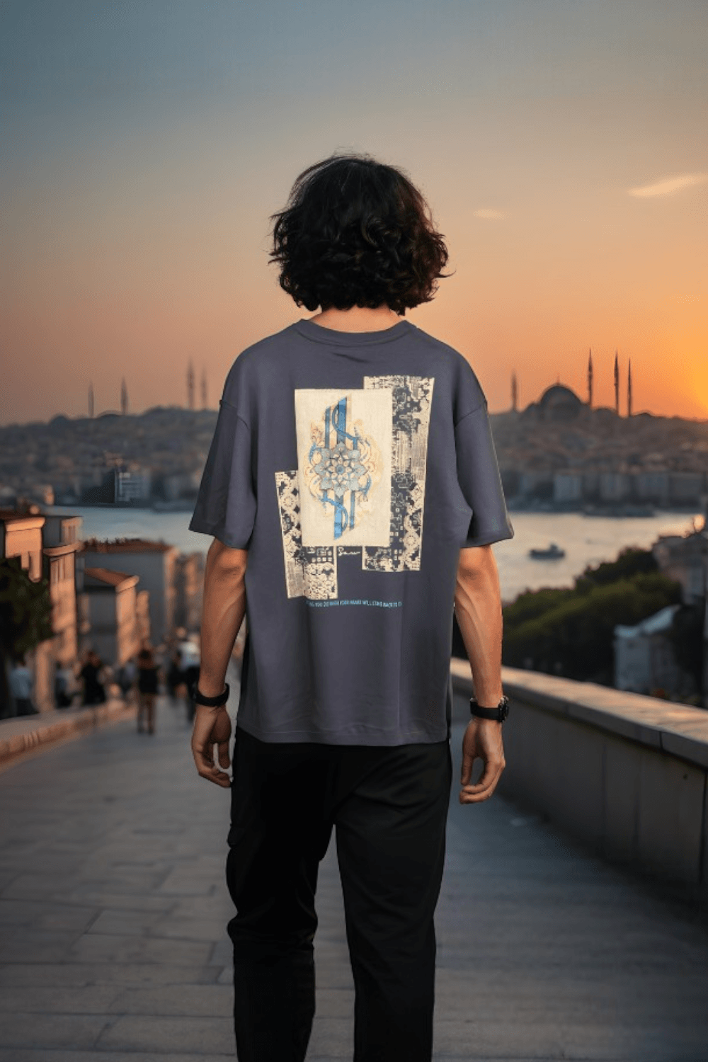Everyting You Do With Your Heart Oversize Tişört - Lacivert