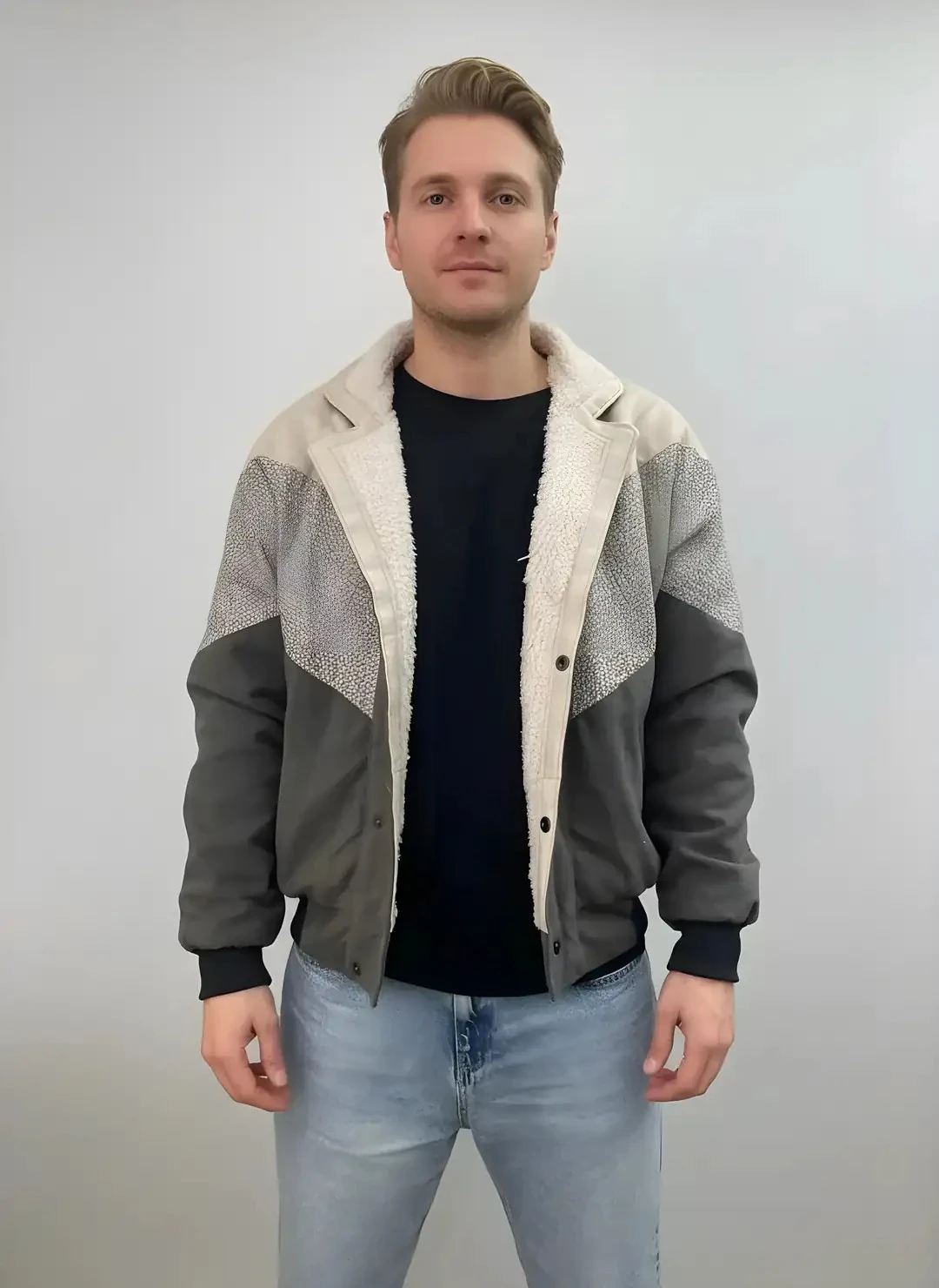 (7633) Small / Medium Beden Uyumlu Oversize Vintage Desen Ceket