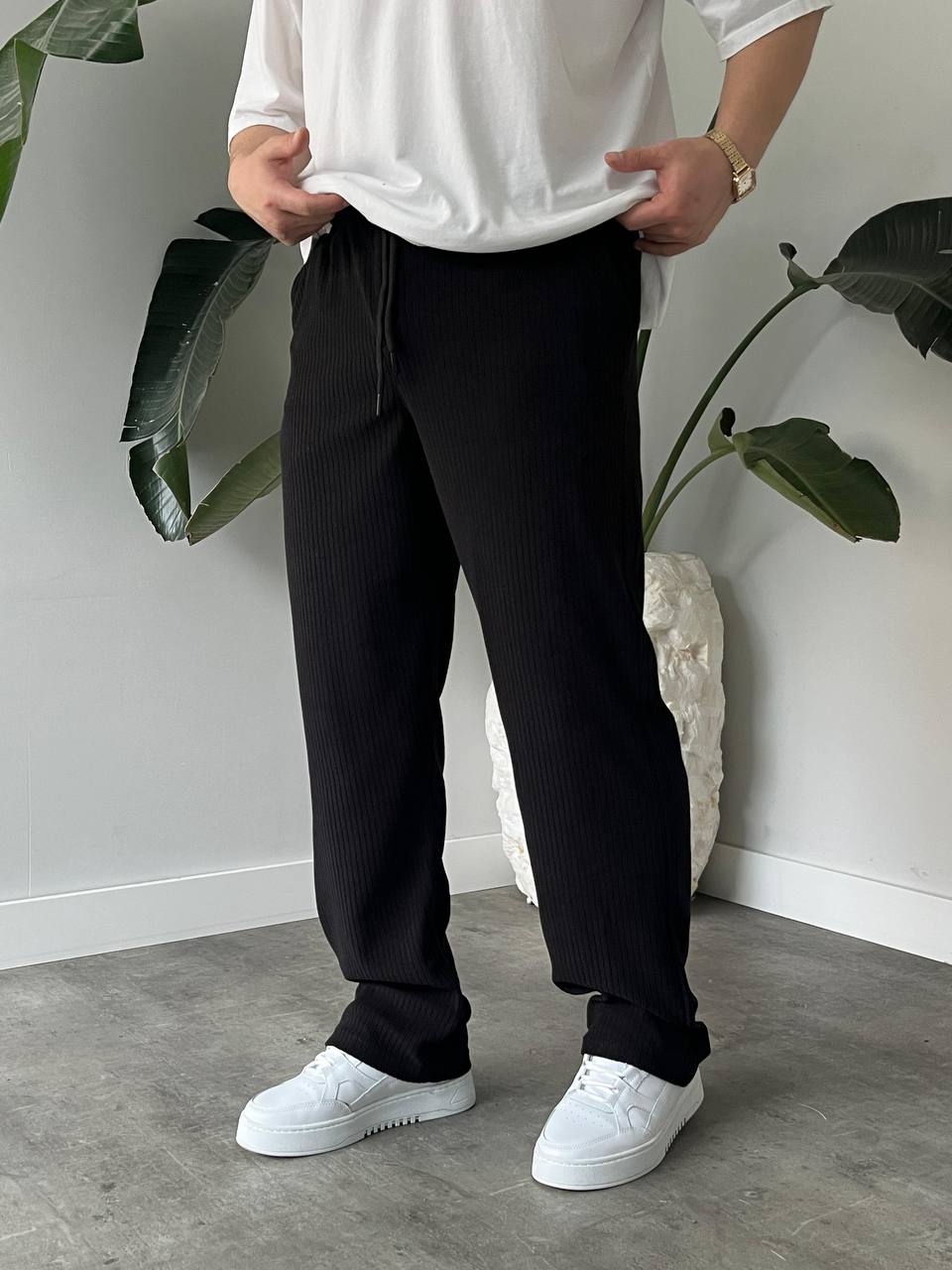 Siyah Havlu Baggy Pantolon