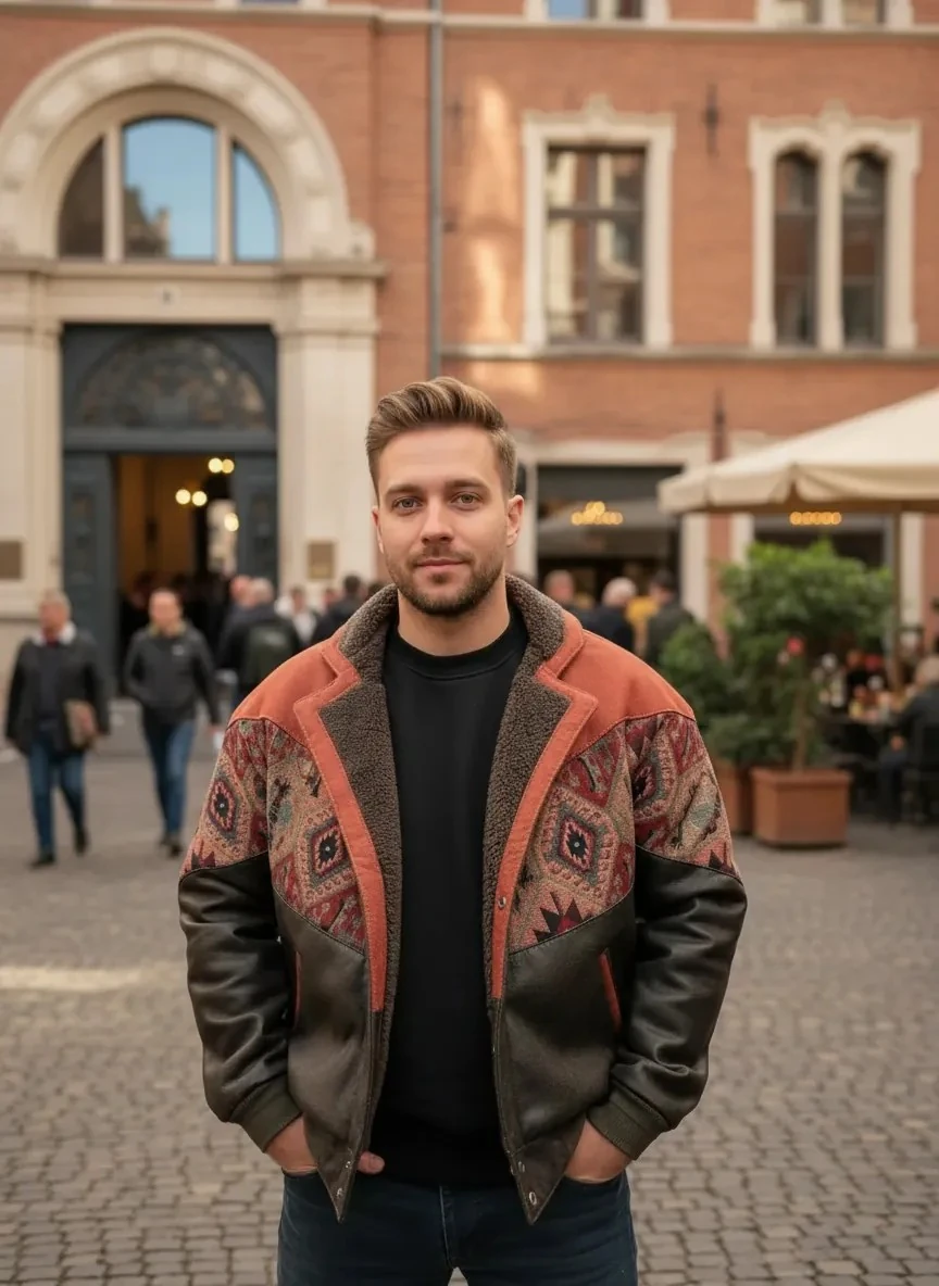 (7697) Large / XLarge Beden Uyumlu Vintage Desenli Özel Ceket