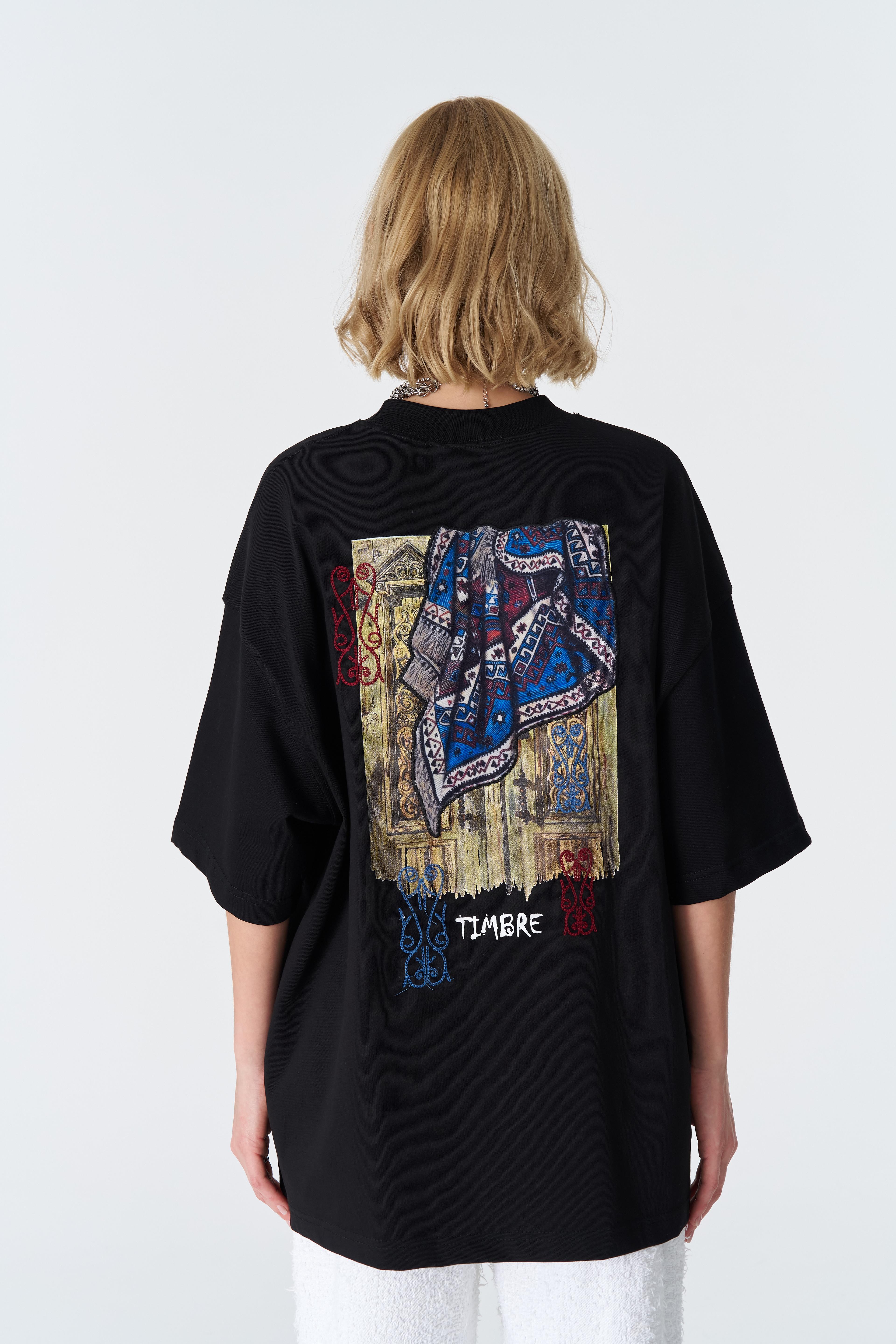 Timbre Oversize %100 Pamuk T-Shirt - Siyah
