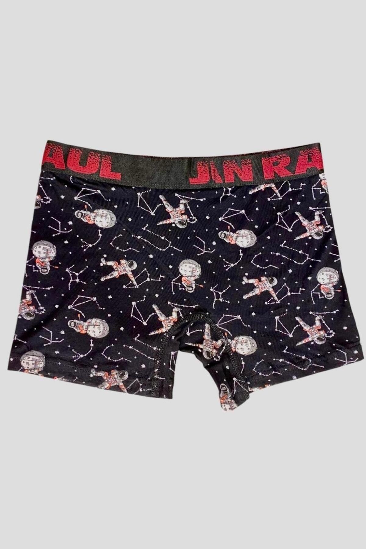 Astronot Desenli Erkek Boxer - Siyah - DB209