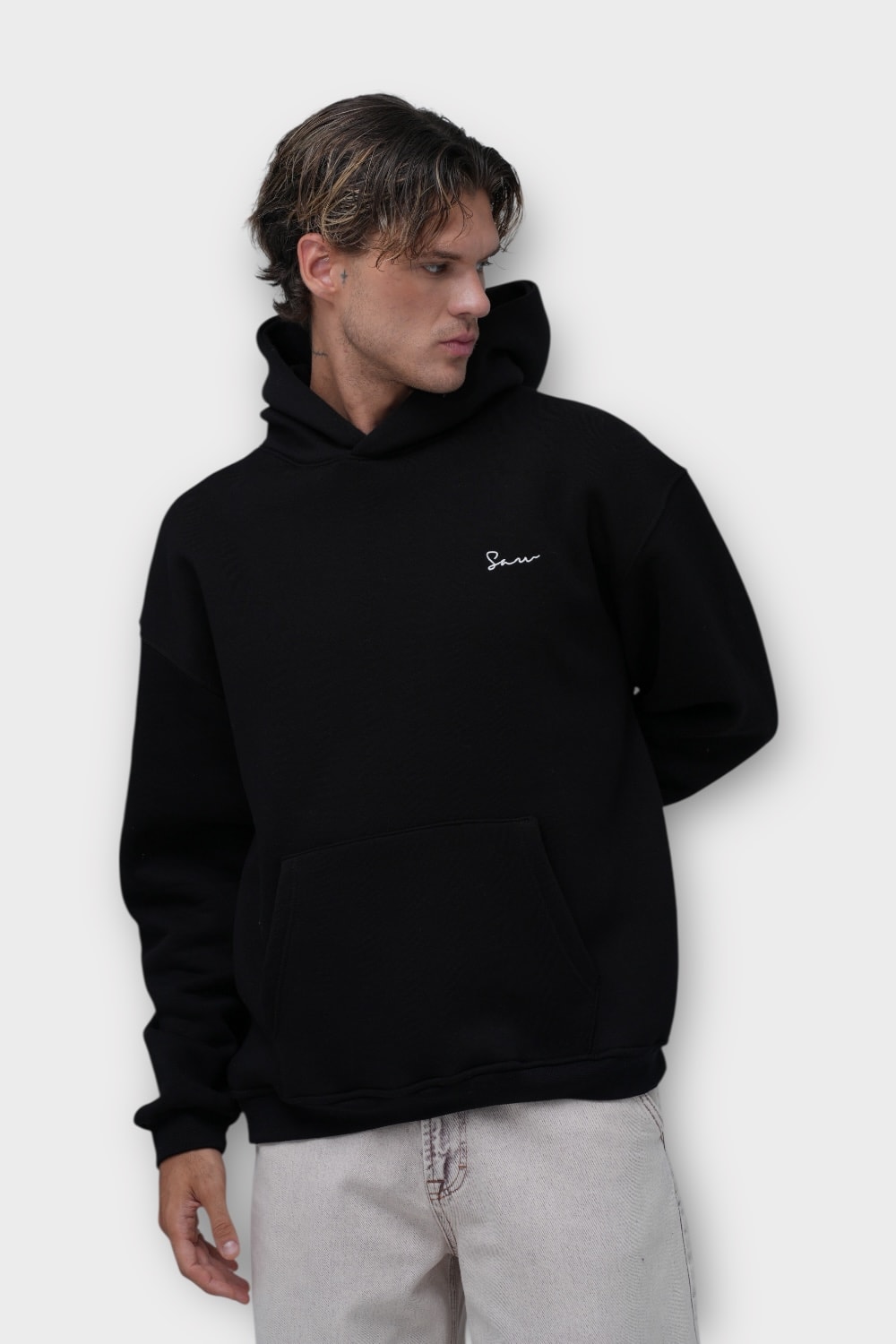 Ornamental Flow Hoodie  - %100 Pamuk - Siyah