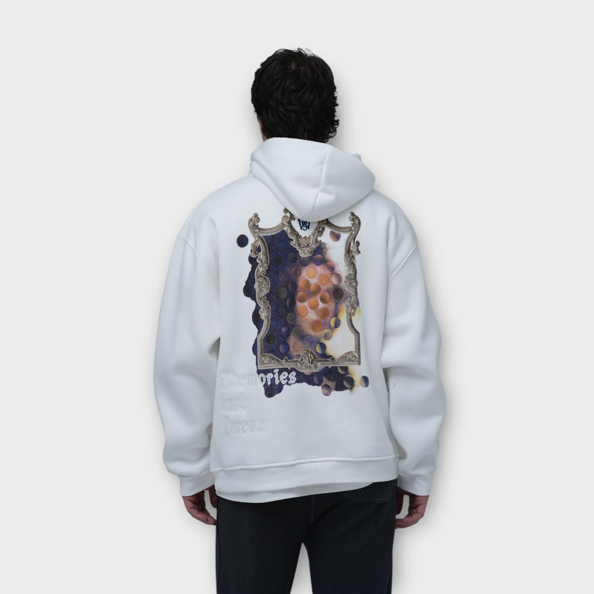 Memories Oversize Hoodie  - %100 Pamuk - Beyaz