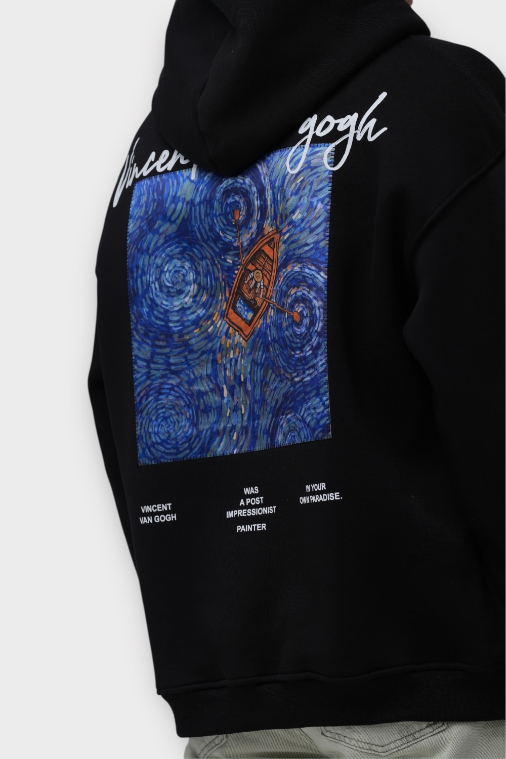 Impressionist Painter Oversize Hoodie  - %100 Pamuk - Siyah