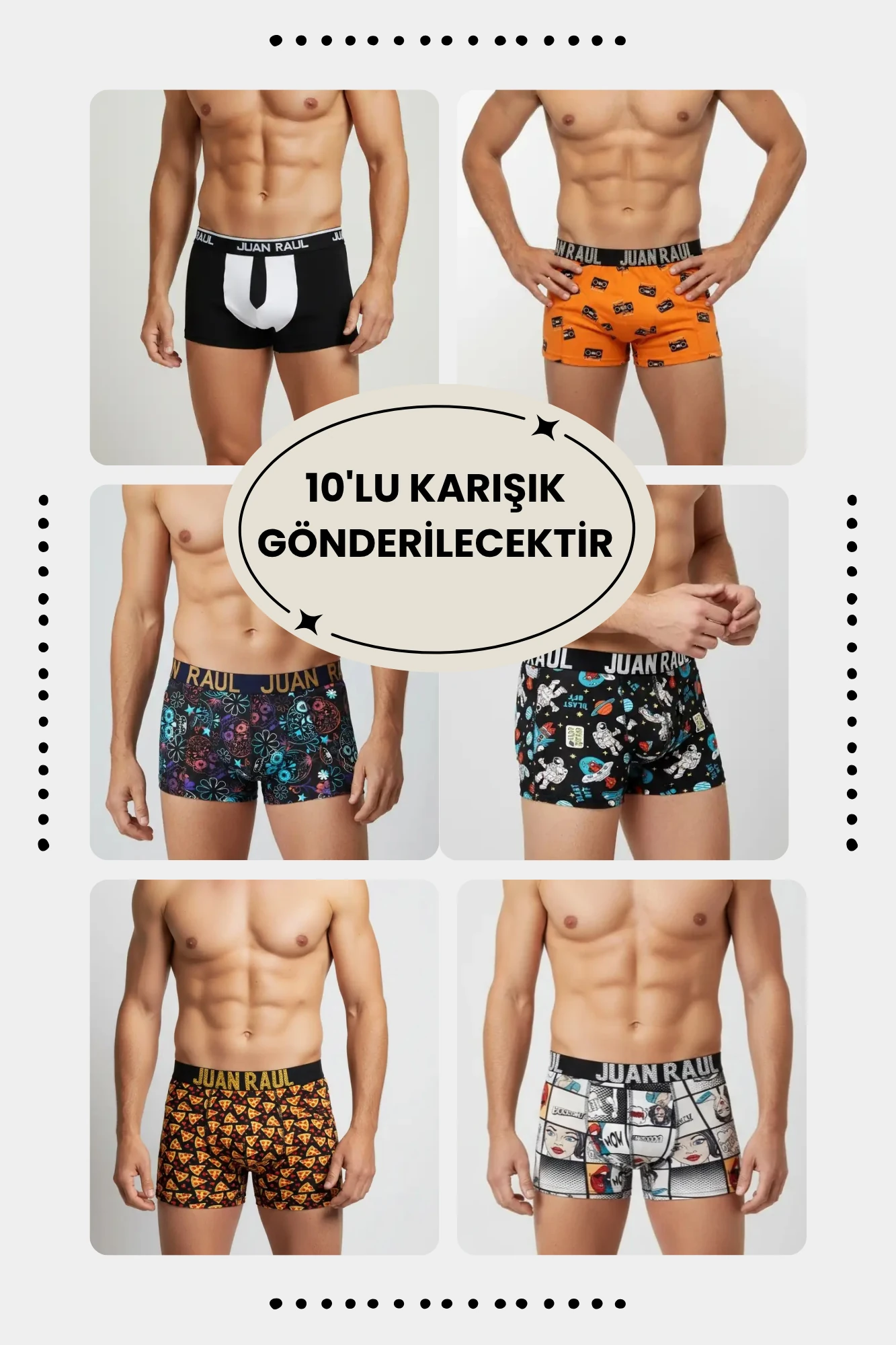 Desenli Boxer 10'lu Avantajlı Karışık Paket 