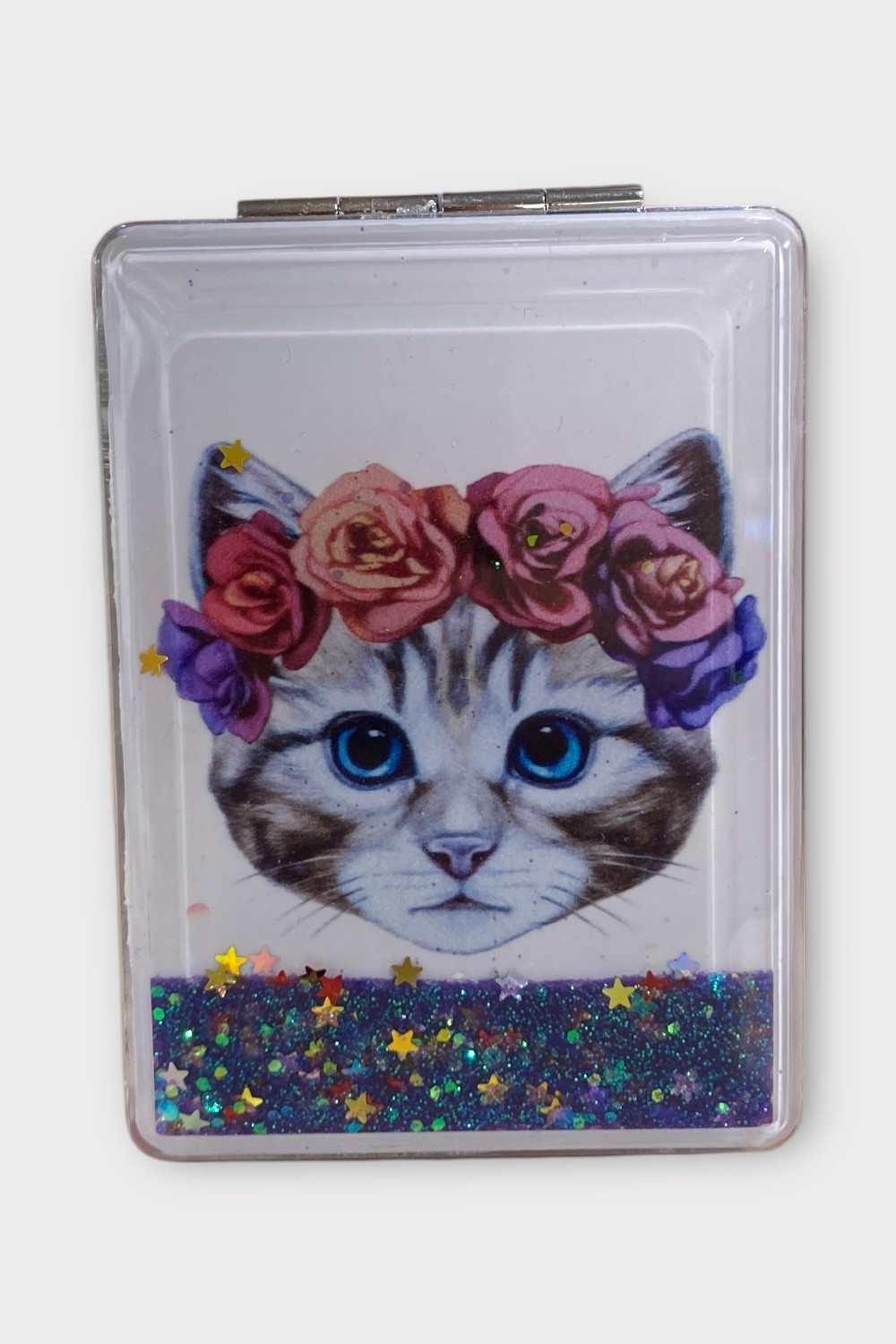 Çiçek Taçlı Kedi 6 * 8.5 cm Cep Aynası