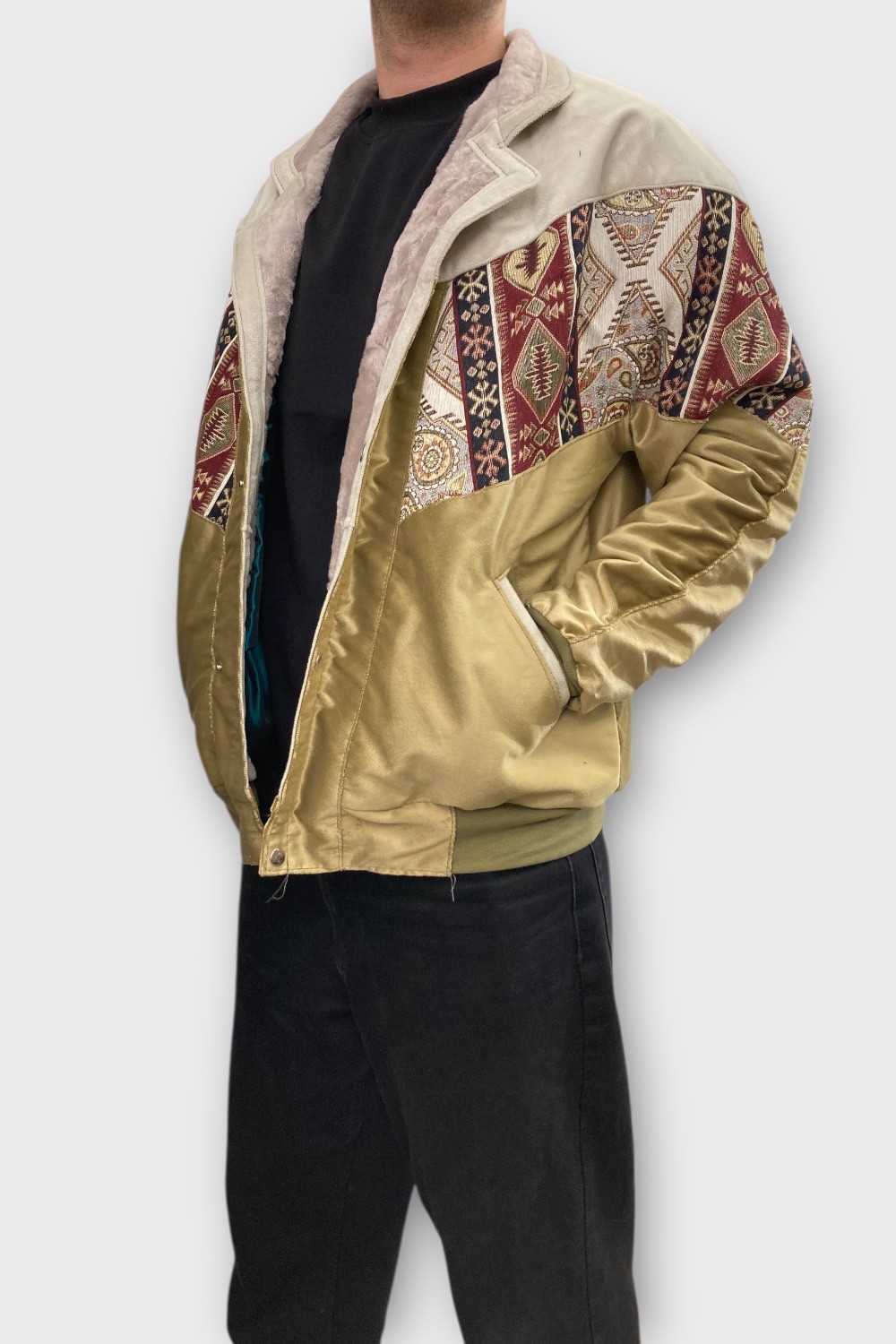 (7370) XLarge Beden Vintage Desenli Özel Ceket