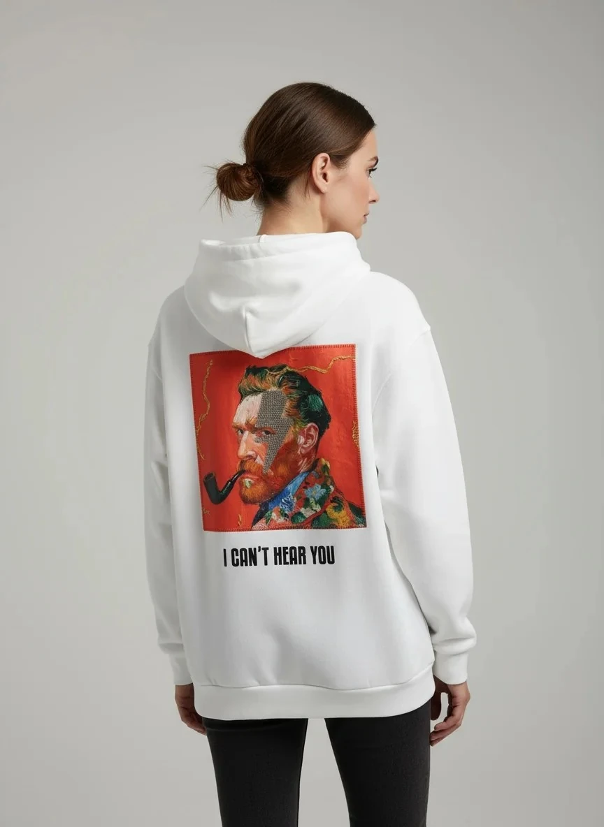 Carpet Motif Oversize Hoodie – 100% Cotton Black | Unique Back Print