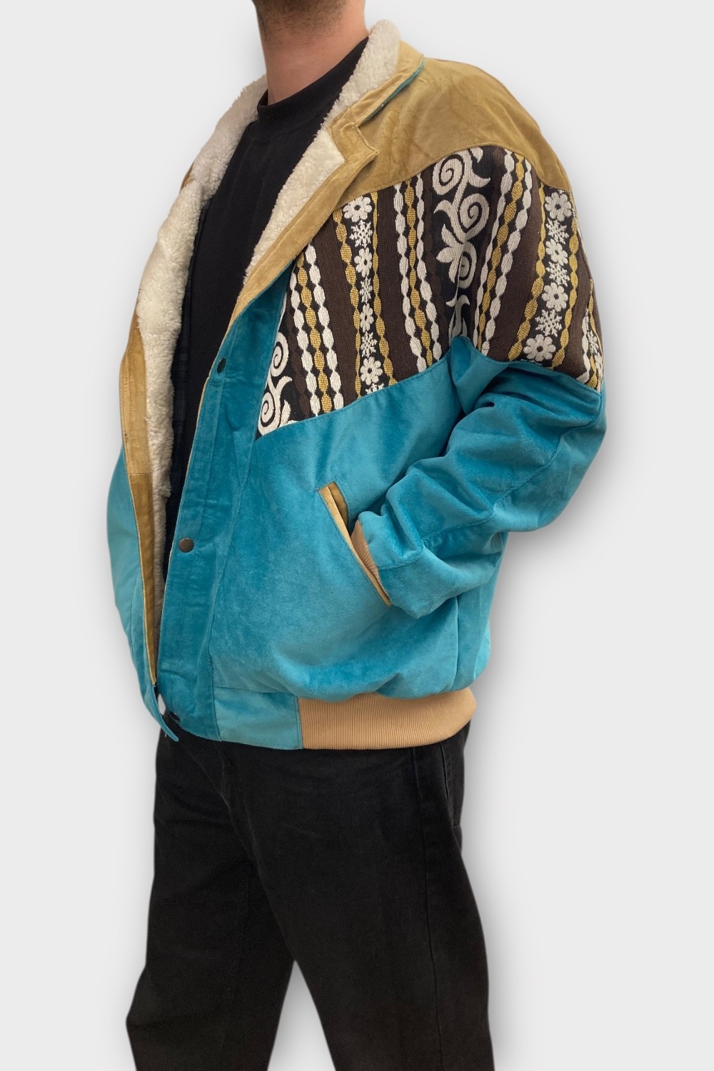 (7431) XLarge Beden Vintage Desenli Özel Ceket