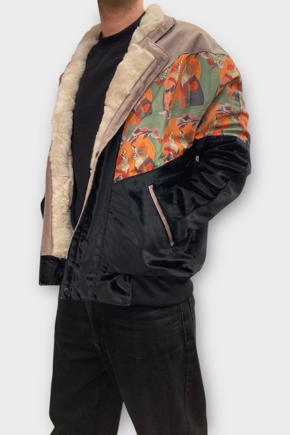 (7469) Medium Beden Vintage Desenli Özel Ceket