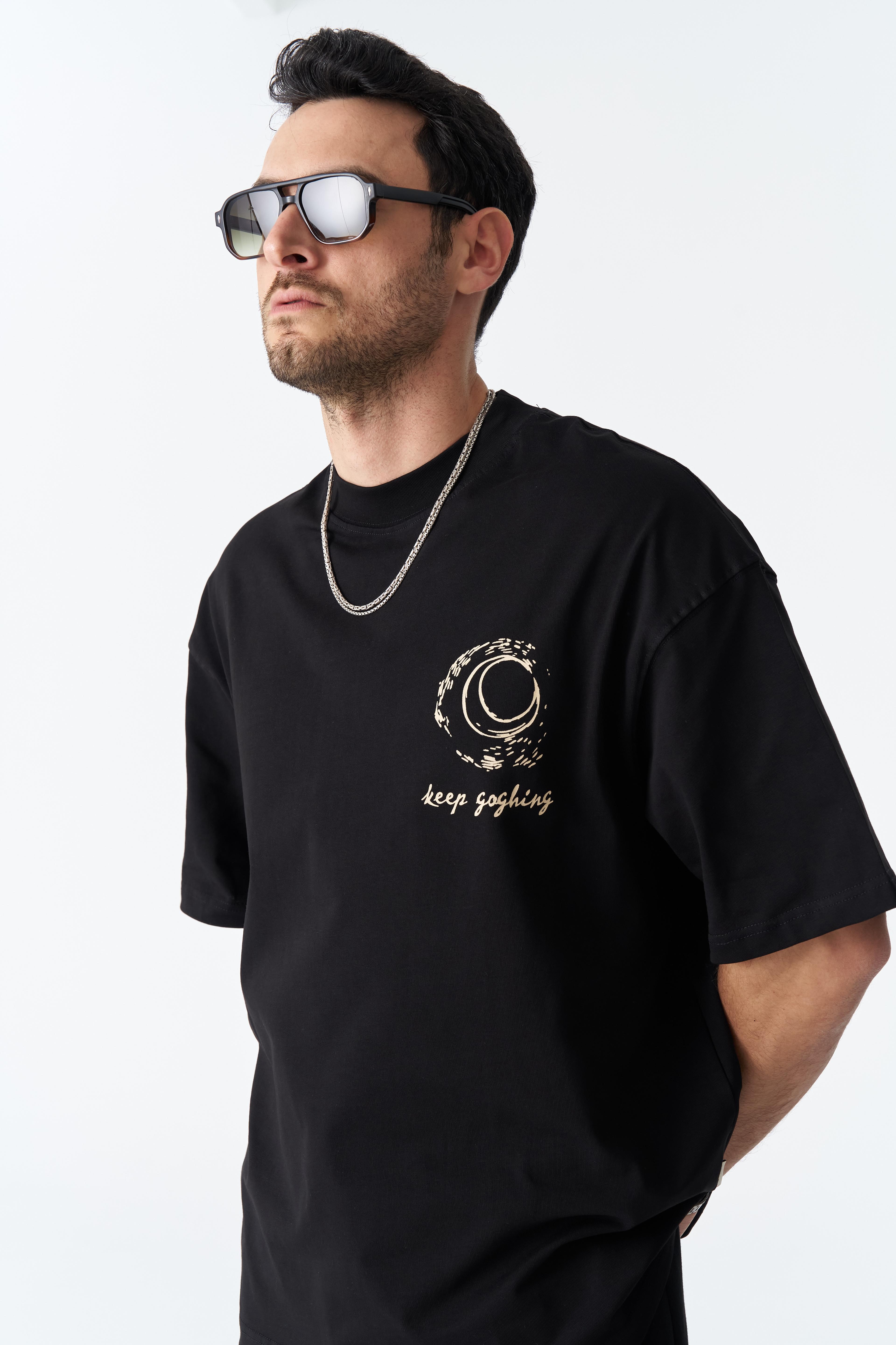 Unisex Keep Goghing Oversıze T-shirt - Siyah