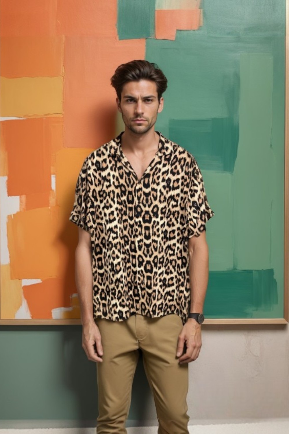 Leopar Desen Rahat Kesim Gömlek - TH332  