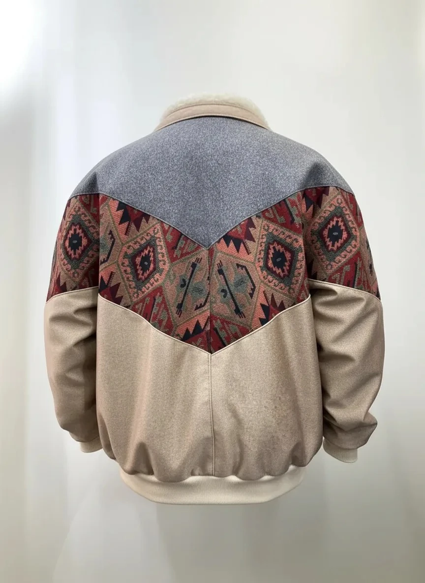 (7673) 2XLarge / 3XLarge Uyumlu Aztek Tarzı Oversize Unisex Ceket