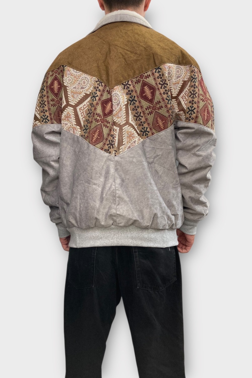 (7368) XLarge Beden Vintage Desenli Özel Ceket