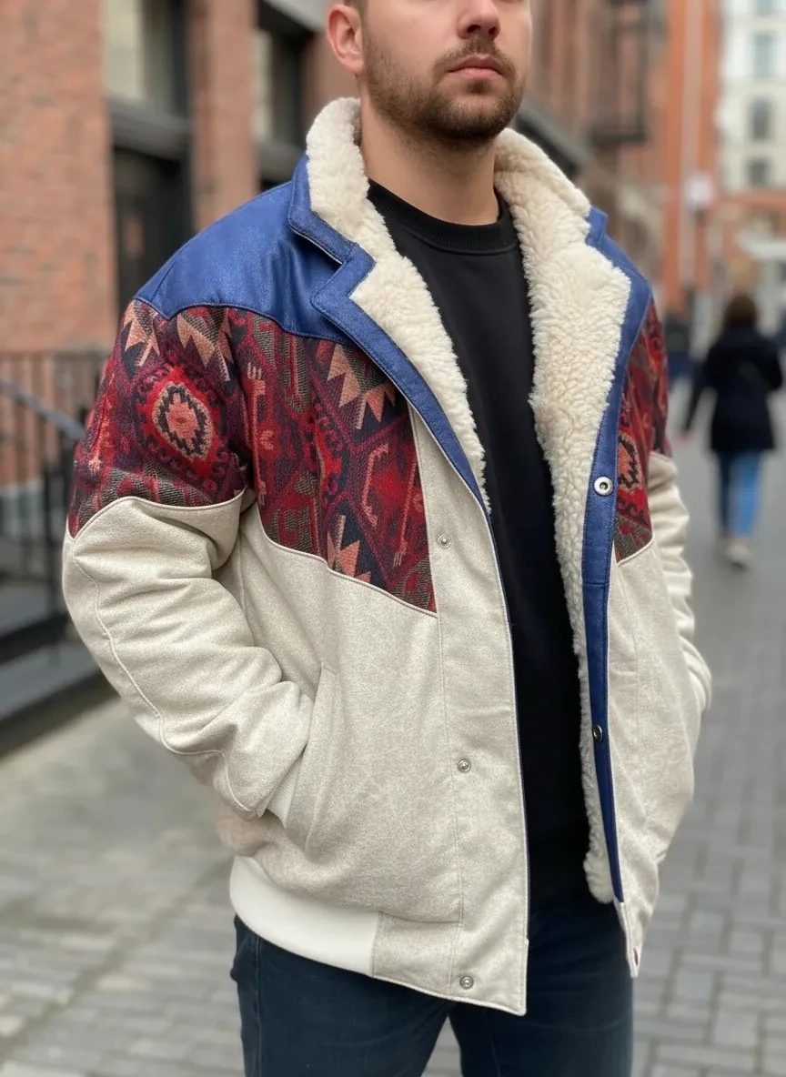 (7669) Large / XLarge Beden Uyumlu Vintage Desenli Özel Ceket