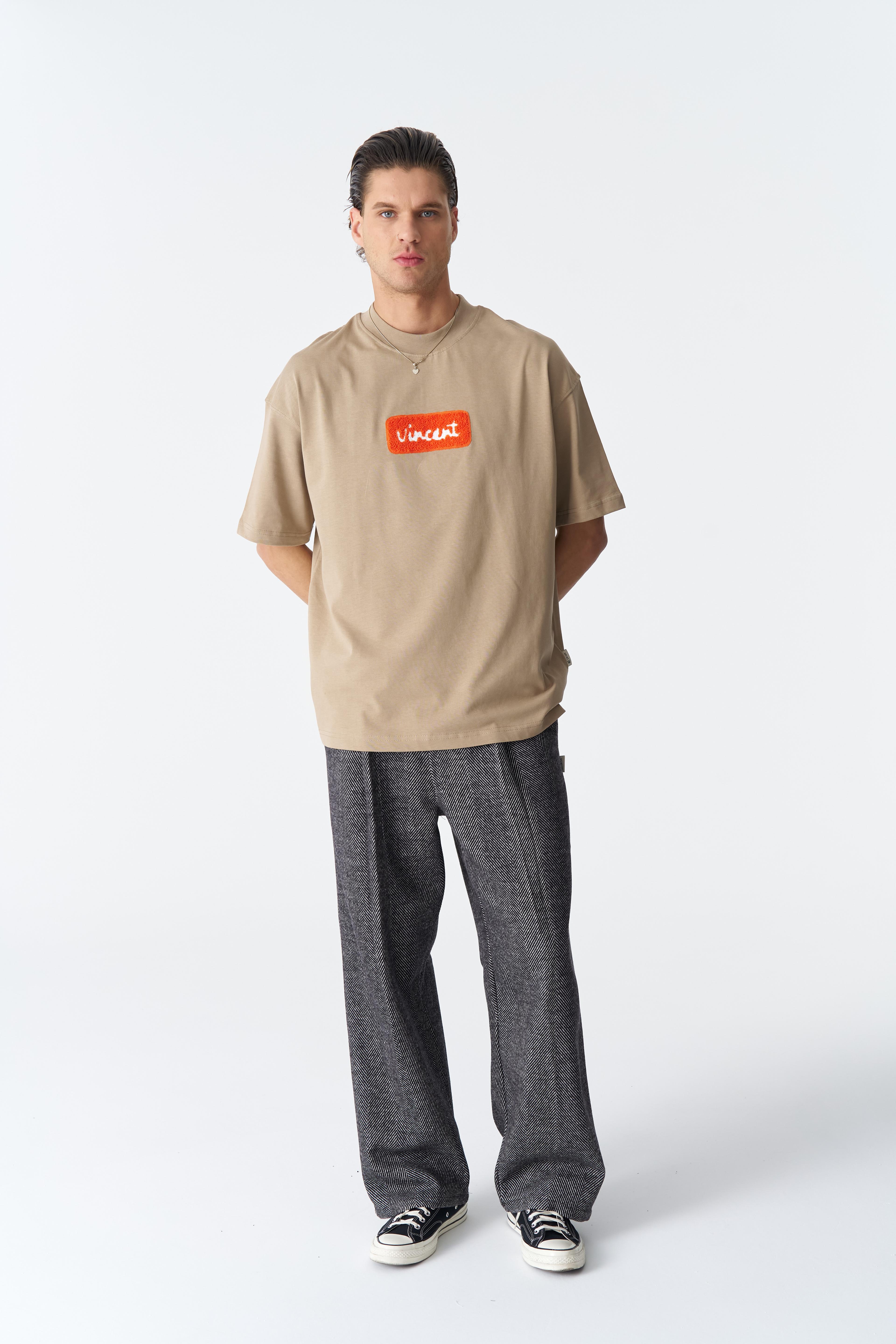 Vincent Pop Art Kabartma Oversize T-shirt - Vizon