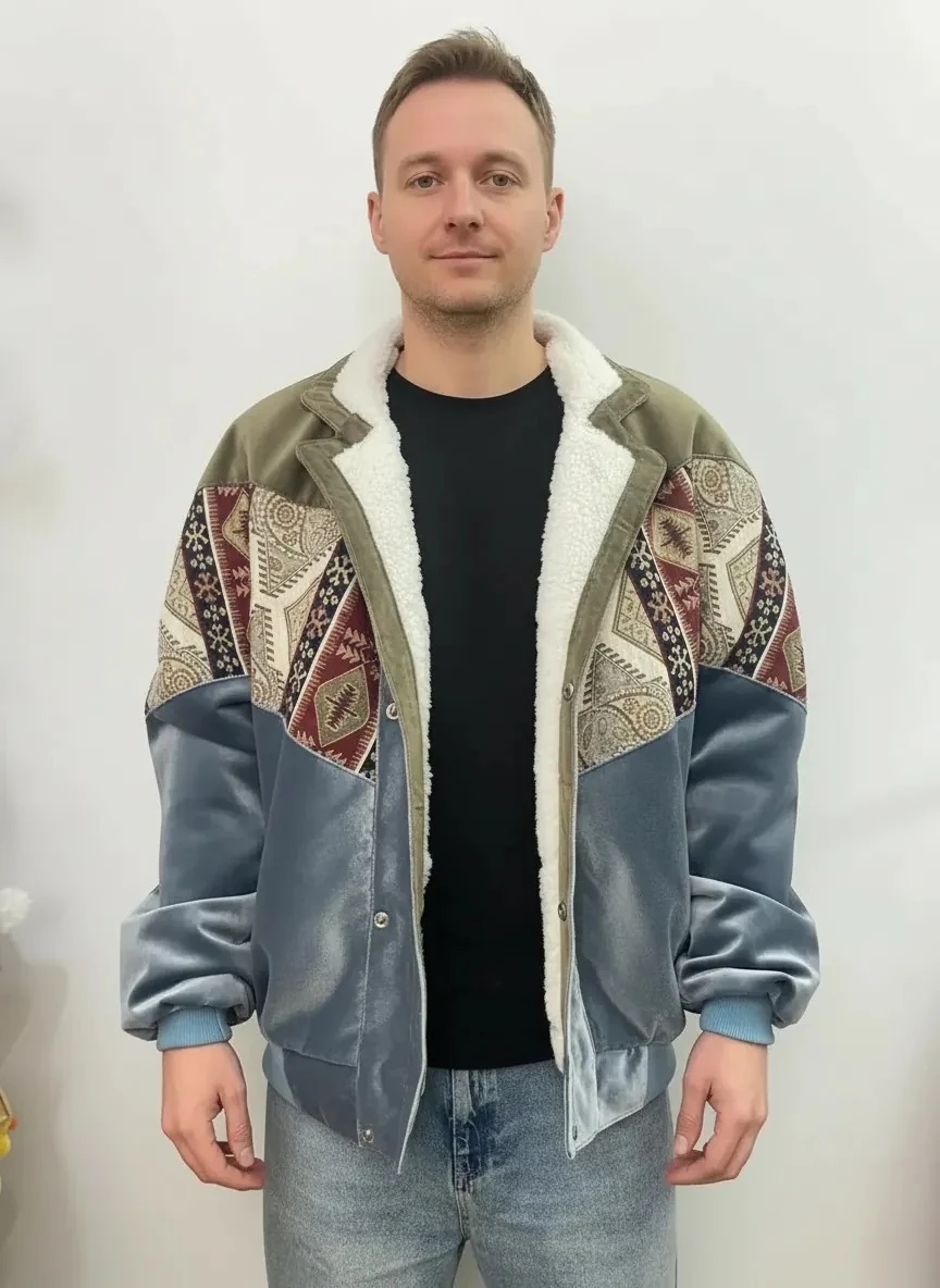 (7566) 2XLarge / 3XLarge Uyumlu Aztek Tarzı Oversize Unisex Ceket