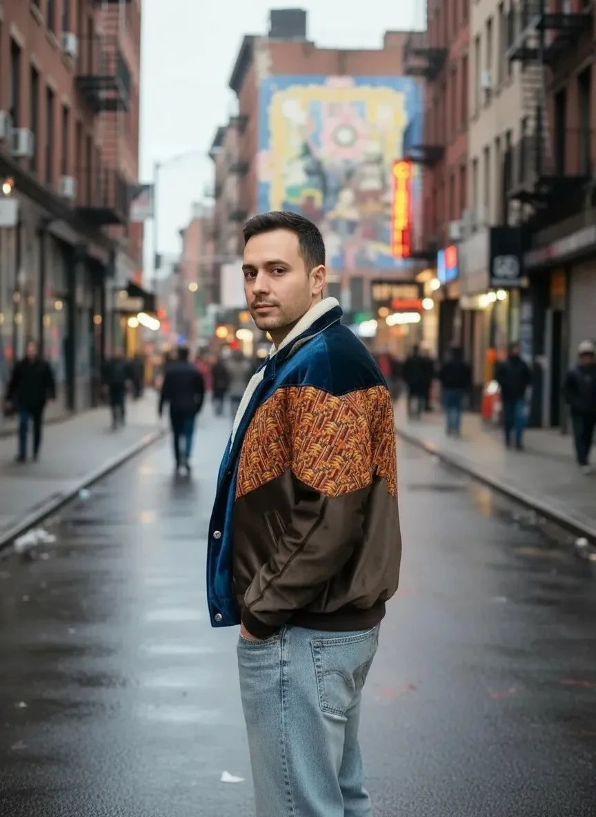 (7629) Large / XLarge Beden Uyumlu Vintage Desenli Özel Ceket