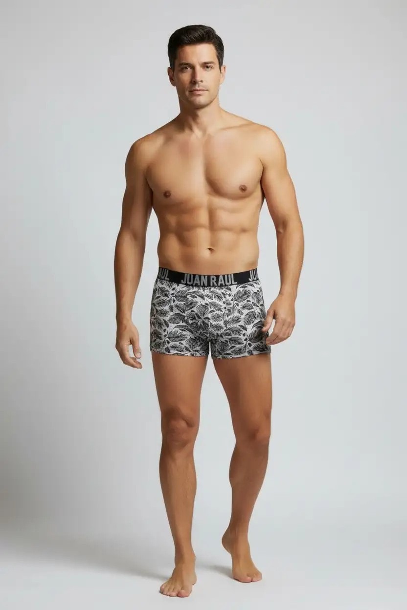 Gri Çiçek Desenli Boxer - DB263