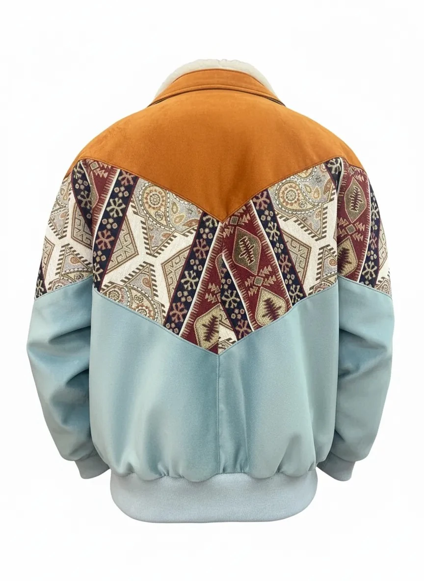 (7635) Small / Medium Beden Uyumlu Oversize Vintage Desen Ceket