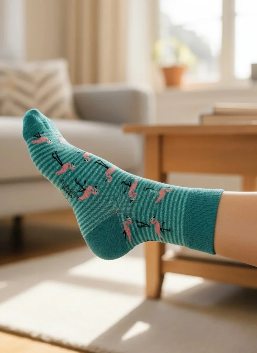 Çemberli Flamingo Desenli Çorap (36-44 Numaraya Uygun)