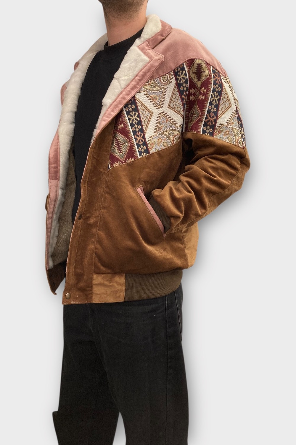(7414) Large Beden Vintage Desenli Özel Ceket