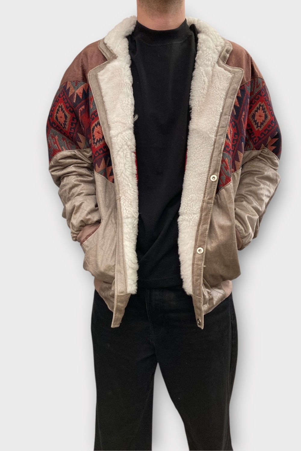 (7394) 2XLarge Beden Vintage Desenli Özel Ceket