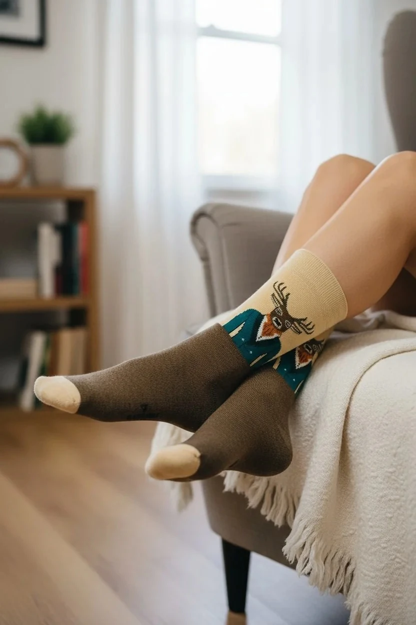 Geyik Desenli Çorap (36-44 Numaraya Uygun)