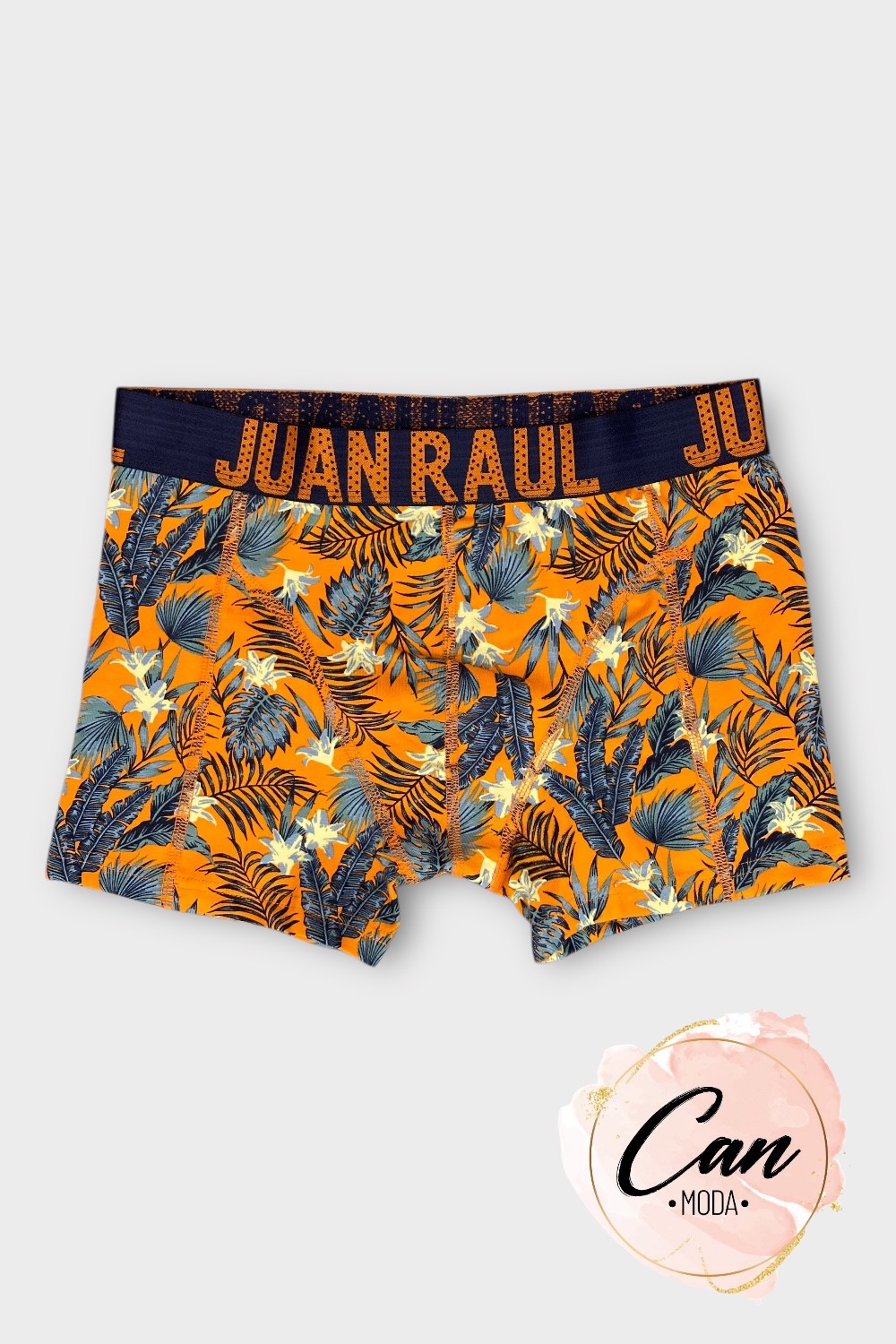Turuncu Tropik Desen – %95 Pamuklu Erkek Boxer - DB244