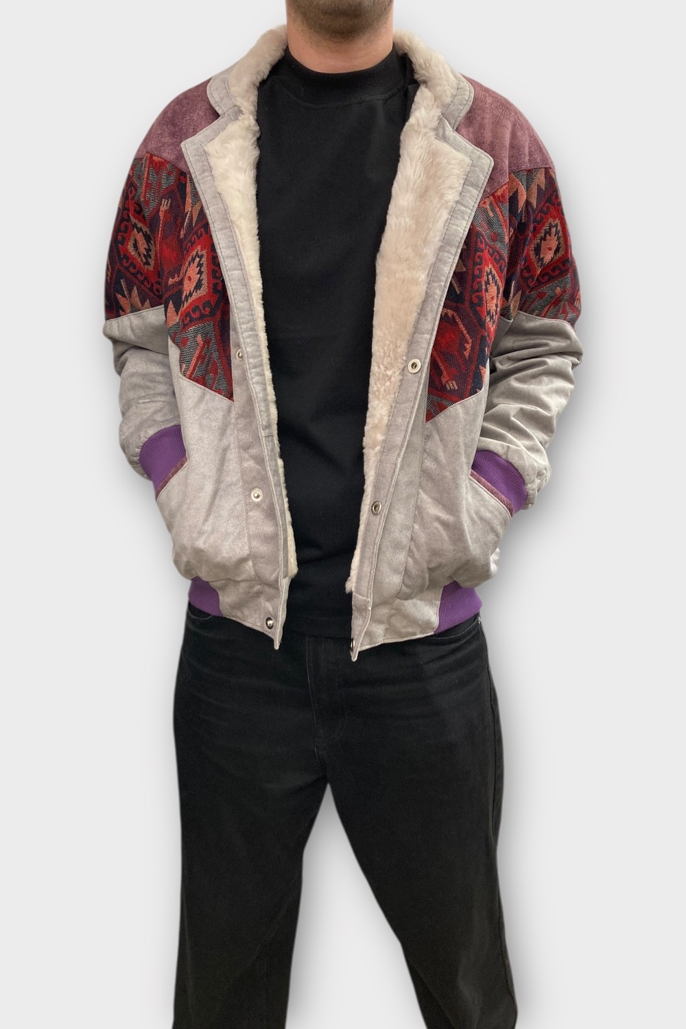 (7363) Large Beden Vintage Desenli Özel Ceket