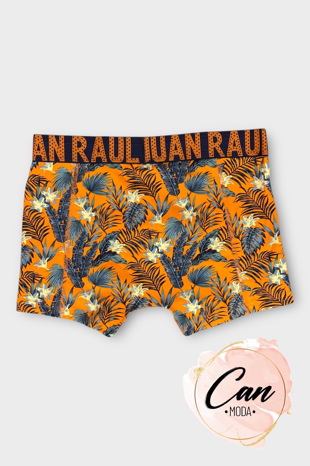 Turuncu Tropik Desen – %95 Pamuklu Erkek Boxer - DB244