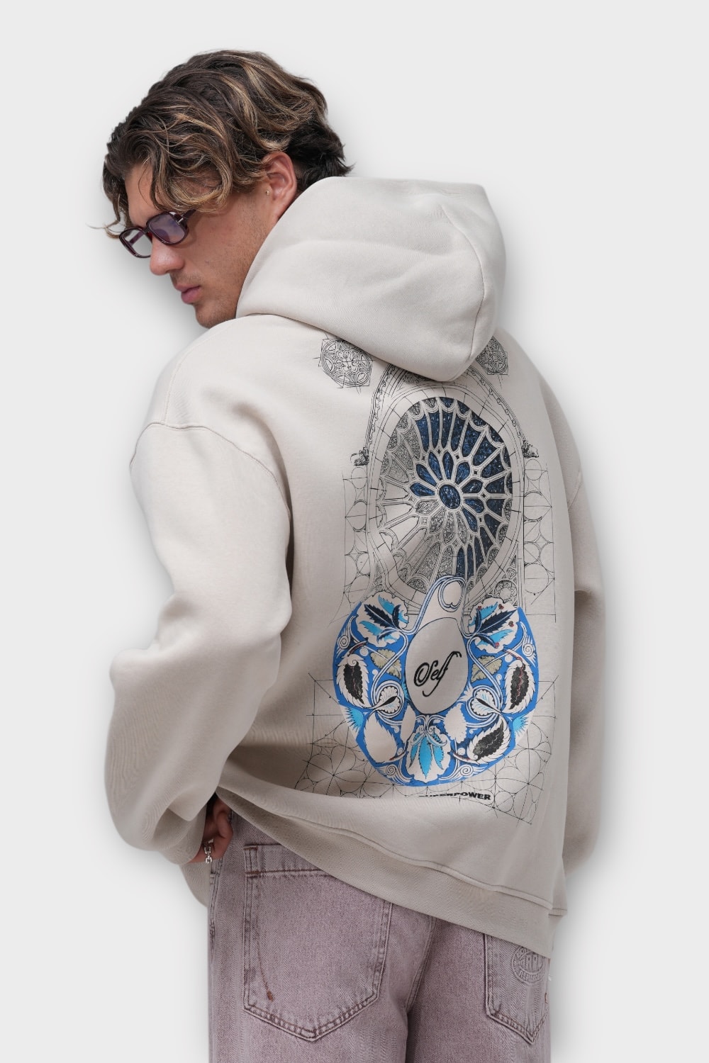 Self "Love is a Superpower" Oversize Hoodie - Taş
