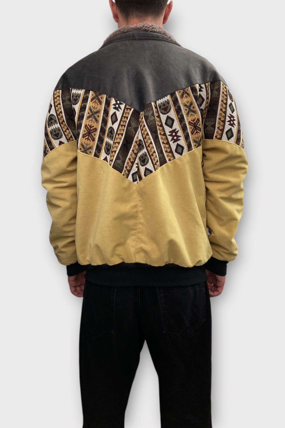 (7387) Large Beden Vintage Desenli Özel Ceket