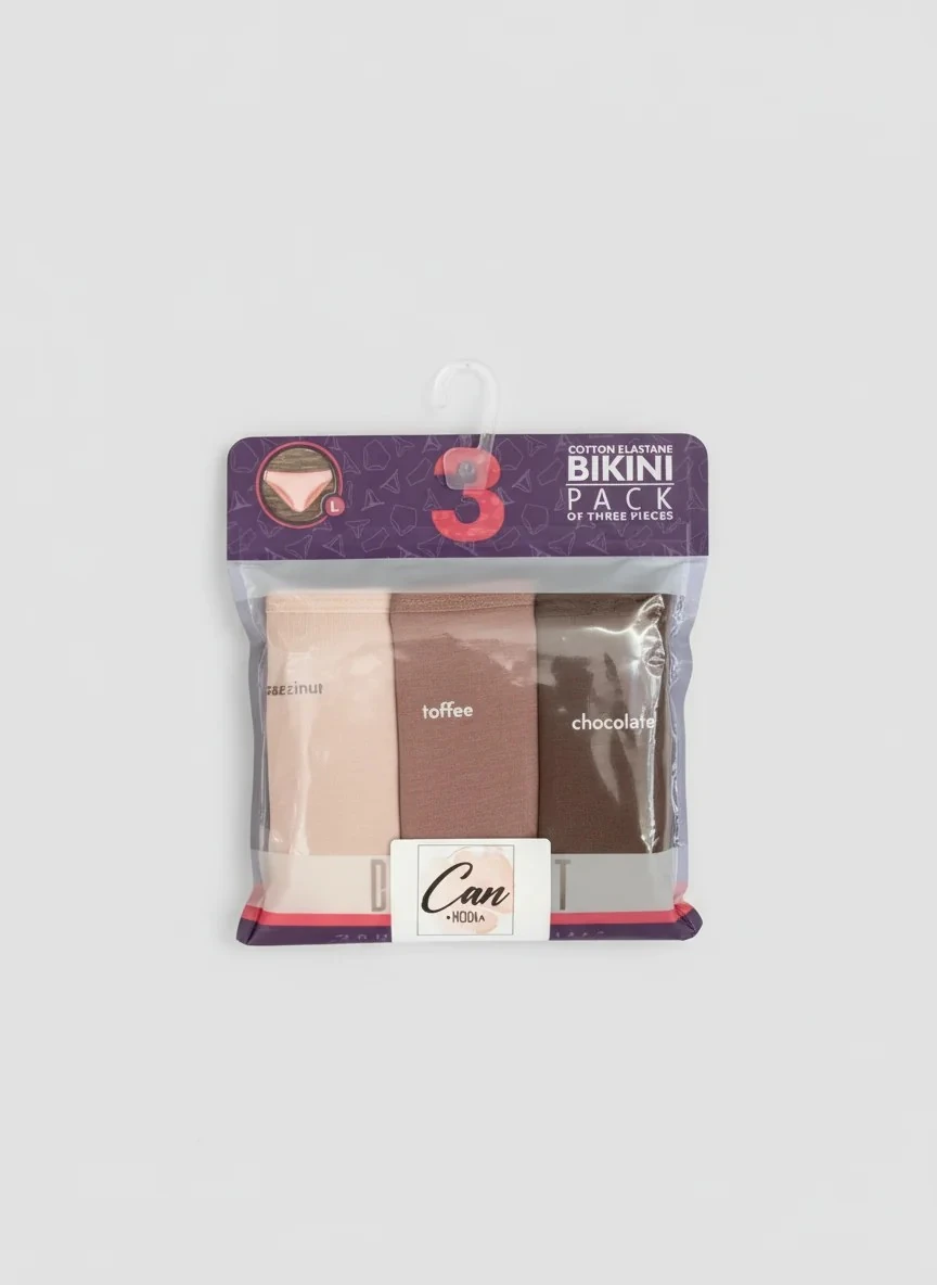 3'lü Bikini Kadın Külot - (Hazelnut/Chocolate/Toffee) %95 Pamuk %5 Elastan