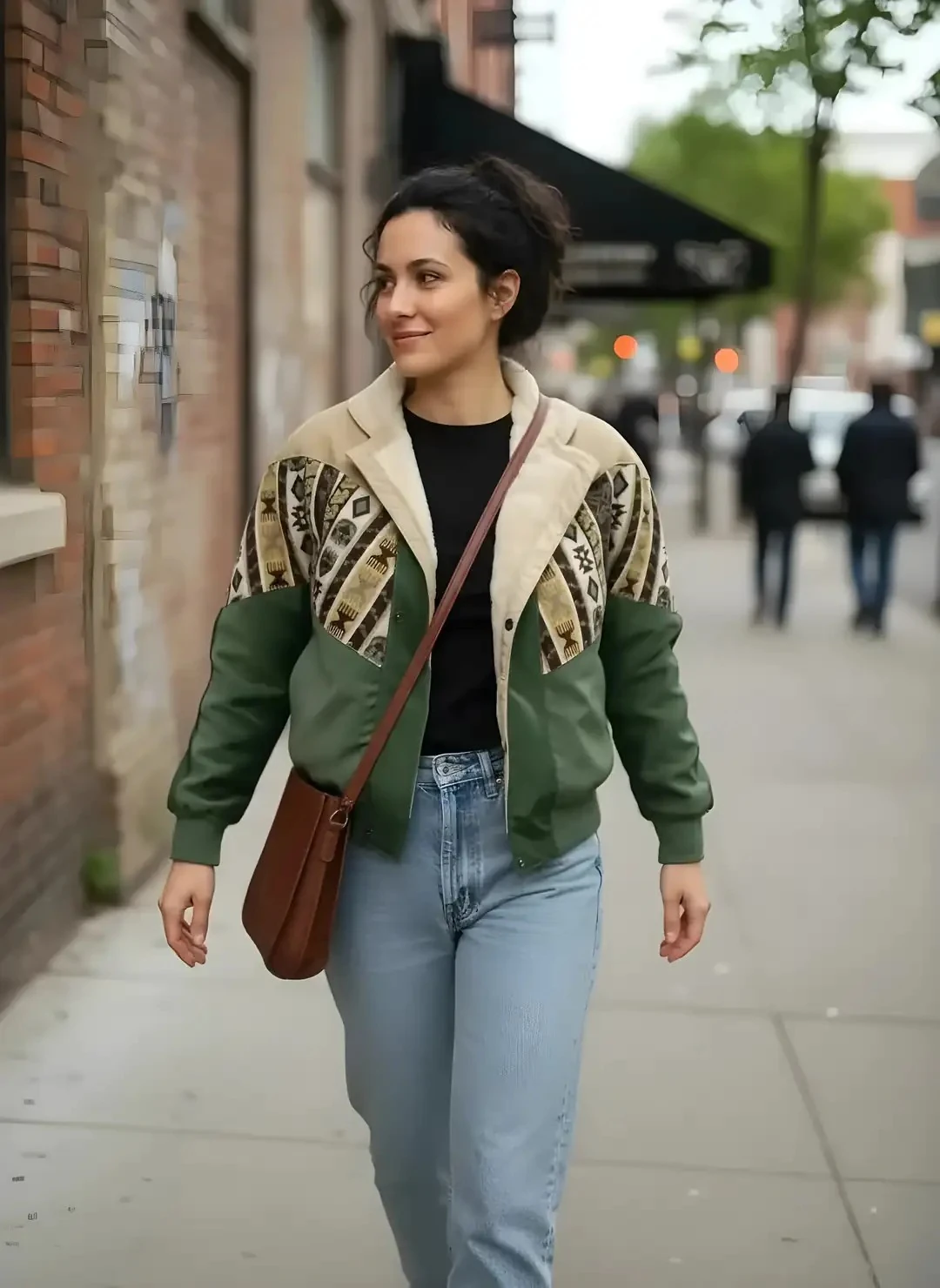 (7559) 36/38 Beden Uyumlu Vintage Desen Oversize Unisex Ceket