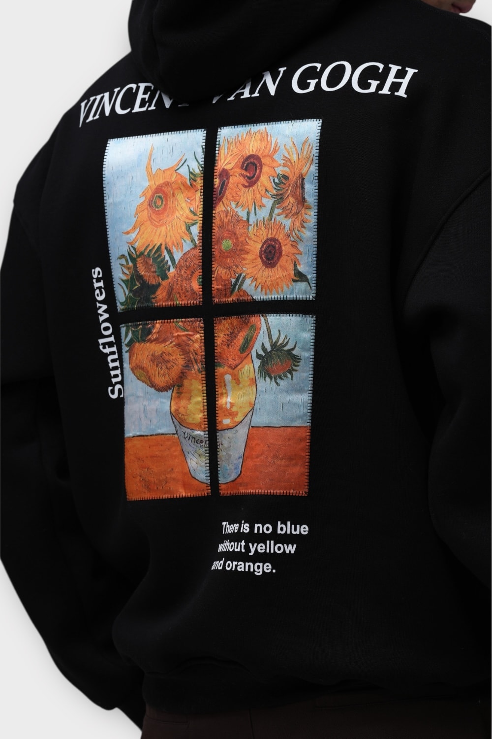 Sunflowers Oversize Hoodie  - %100 Pamuk - Siyah