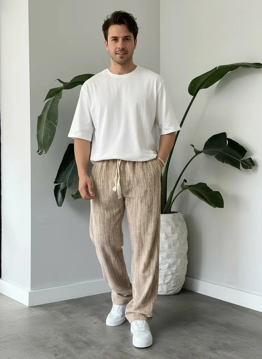 Açık Kahve Kadife Baggy Pantolon