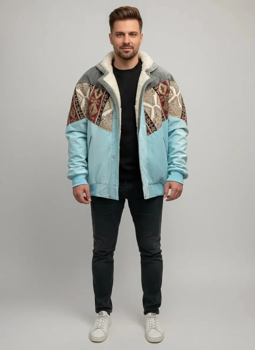 (7670) 2XLarge / 3XLarge Uyumlu Aztek Tarzı Oversize Unisex Ceket