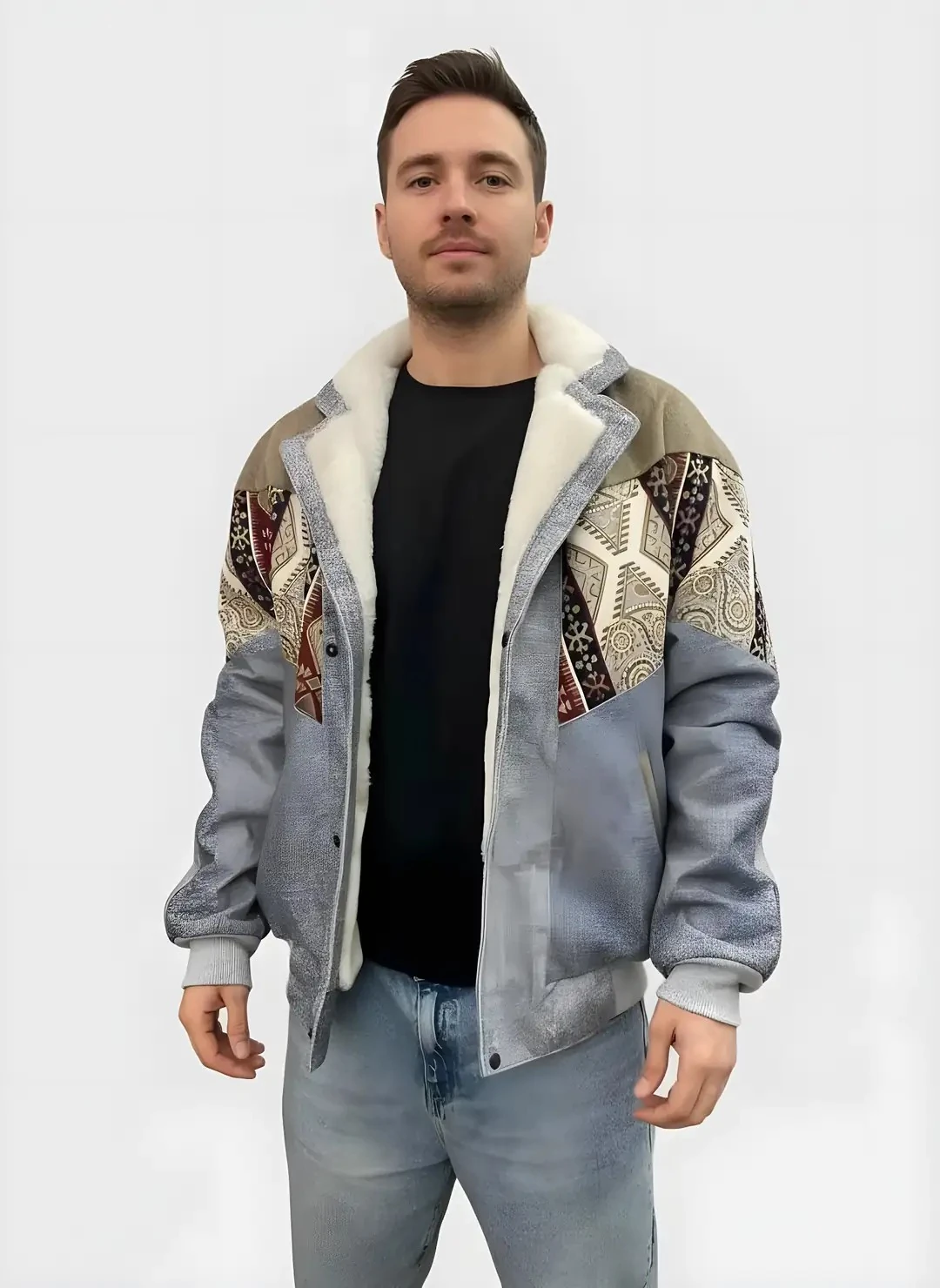 (7628) Large / XLarge Beden Uyumlu Vintage Desenli Özel Ceket