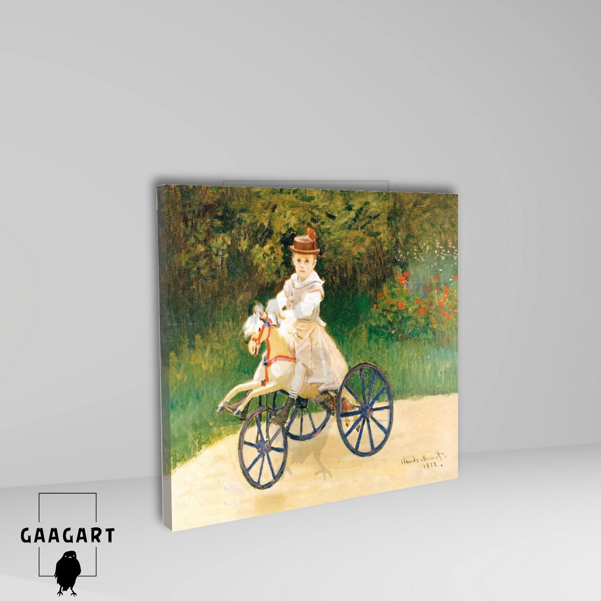 Kare Kanvas Ünlü Eserler Cloude Monet Horse Tricycle in a Garden
