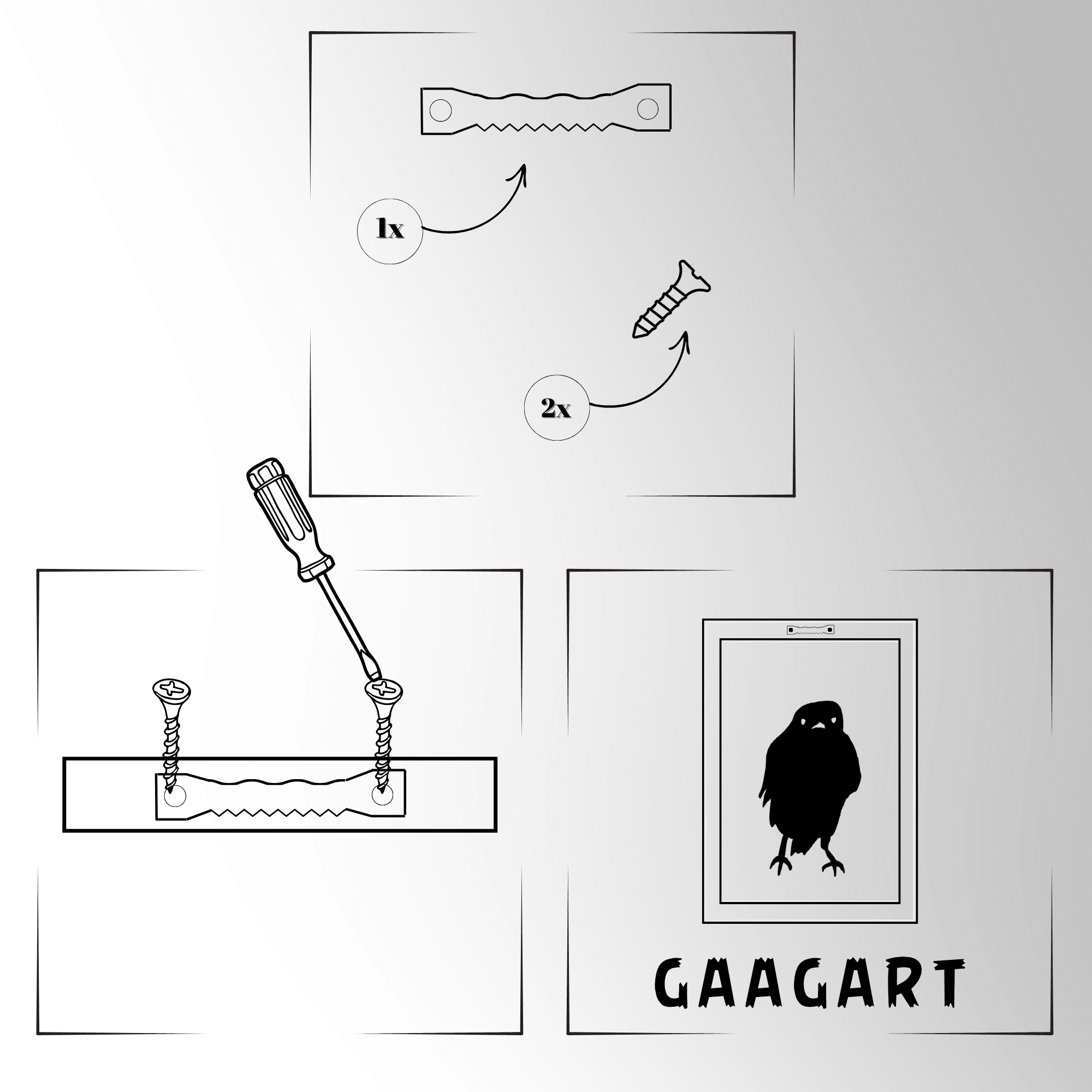 Tekli Ahşap Lamine Çerçeveli Mdf Tablo Siyah Beyaz Yaprak Deseni