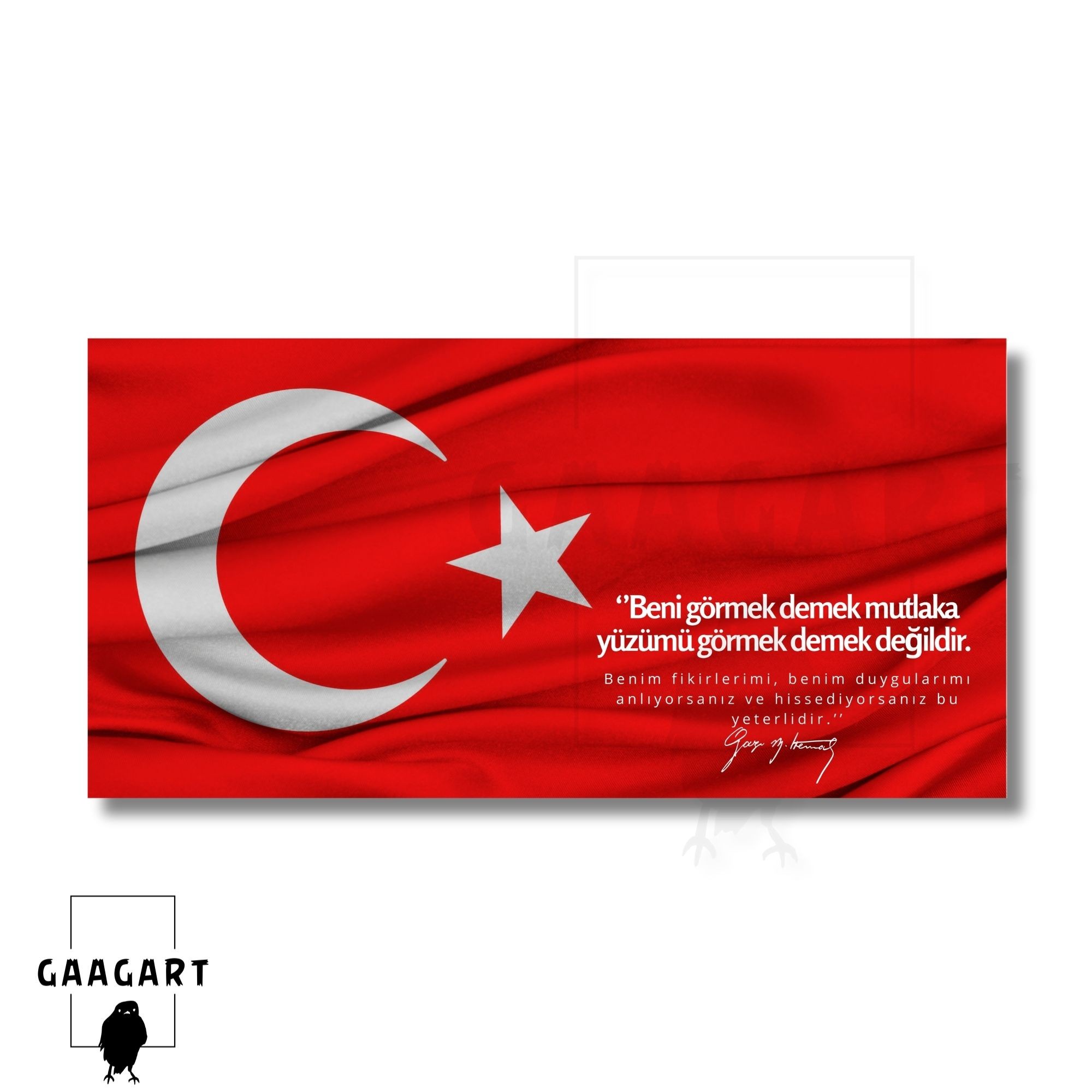 Panoramik Kanvas Makam Panosu Türk Bayrağı Atatürk Beni görmek demek mutlaka yüzümü görmek demek değildir.
