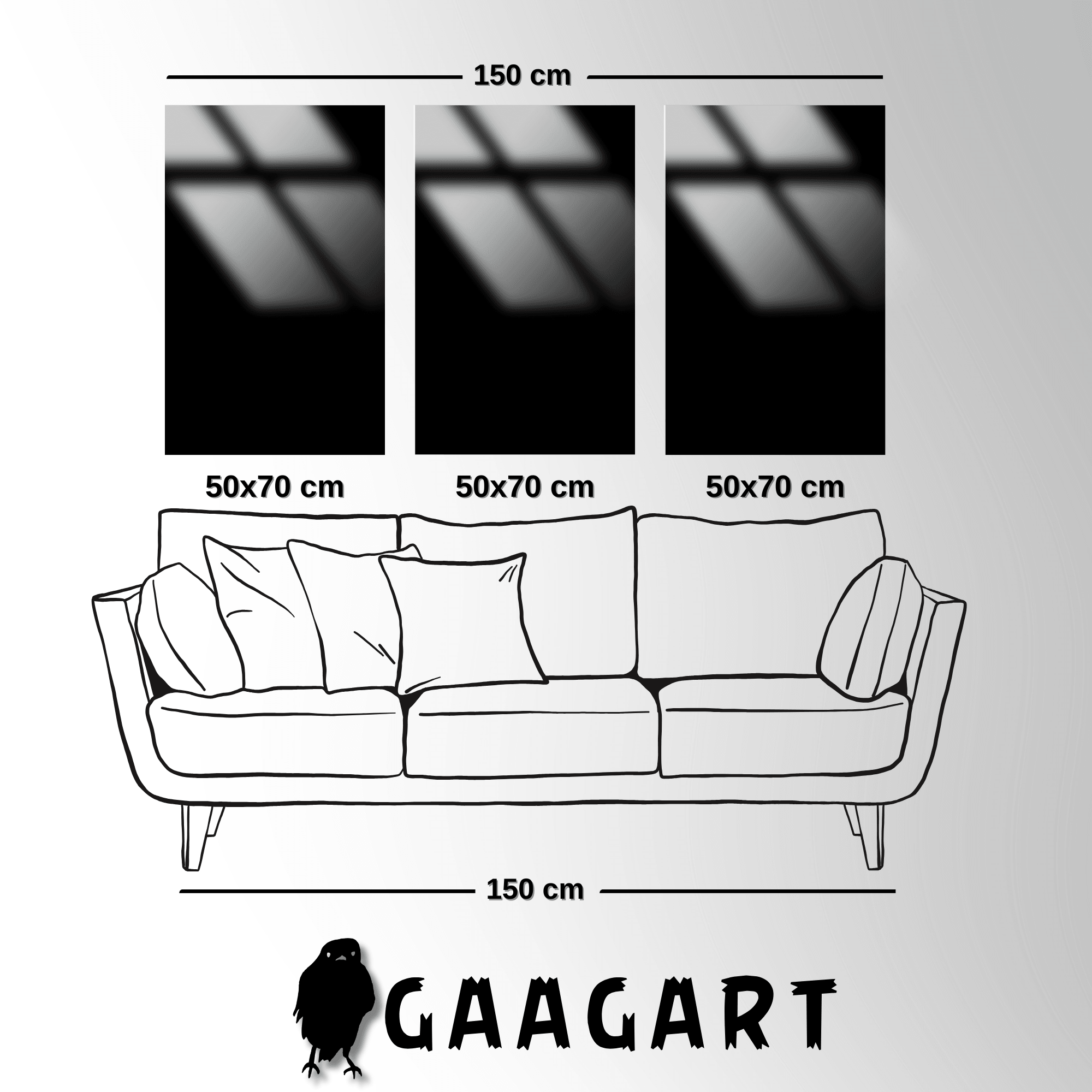 3'lü Metal Çerçeveli Cam Tablo Seti Soyut At ve Çiçek Baskılı