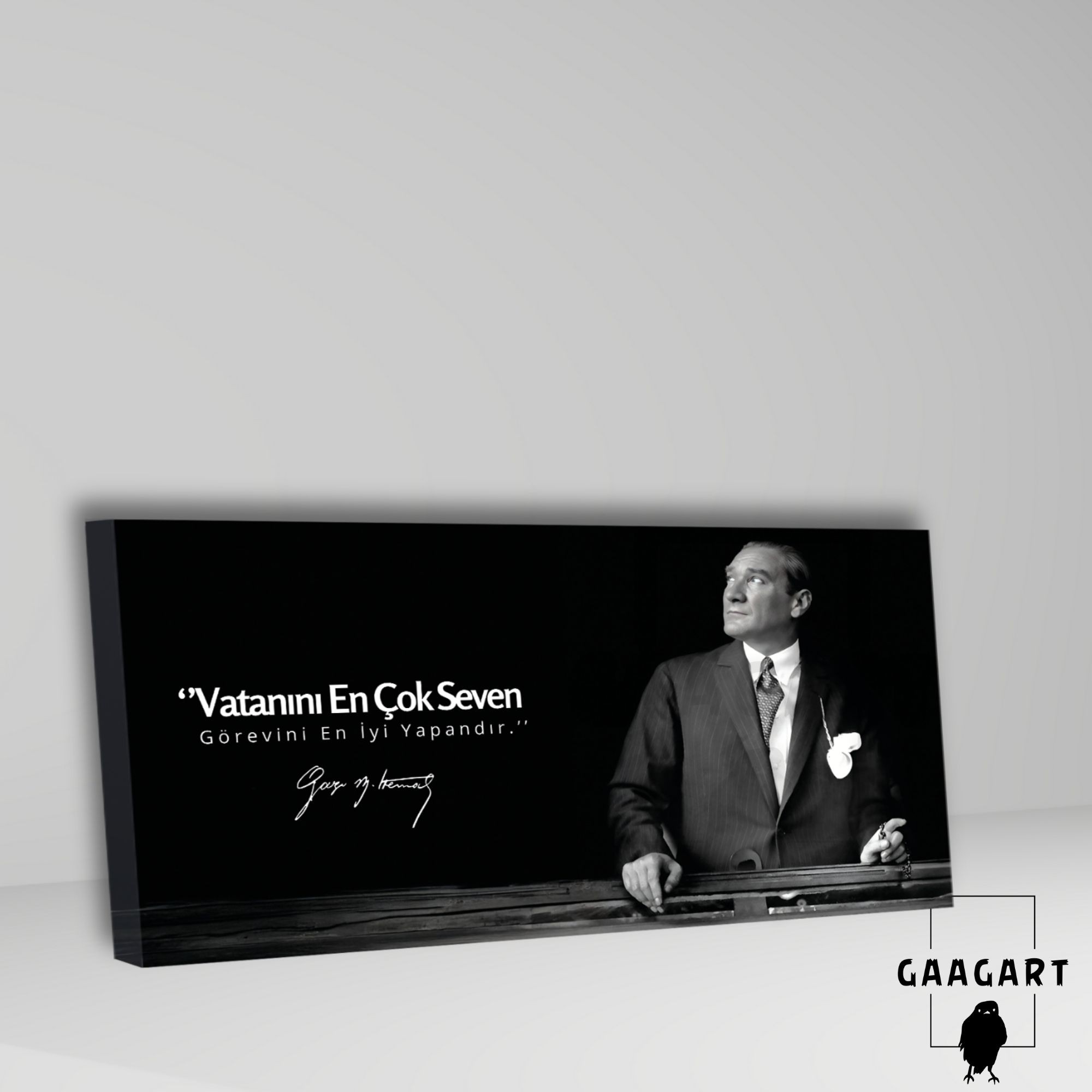 Panoramik Kanvas Makam Panosu Atatürk ‘’Vatanını En Çok Seven Görevini En İyi Yapandır.’’