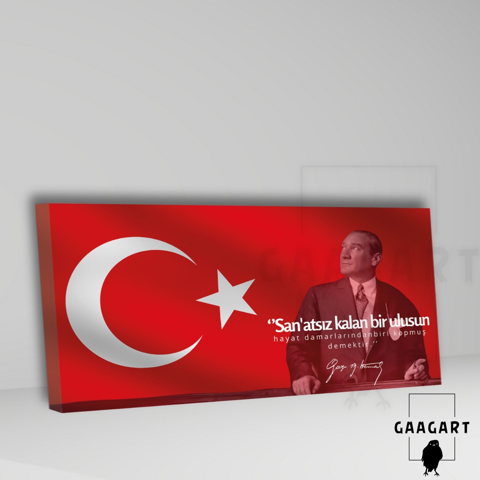 Panoramik Kanvas Makam Panosu Atatürk Sözleri Sanatsız kalan bir ulusun hayat damarlarından biri kopmuş demektir.