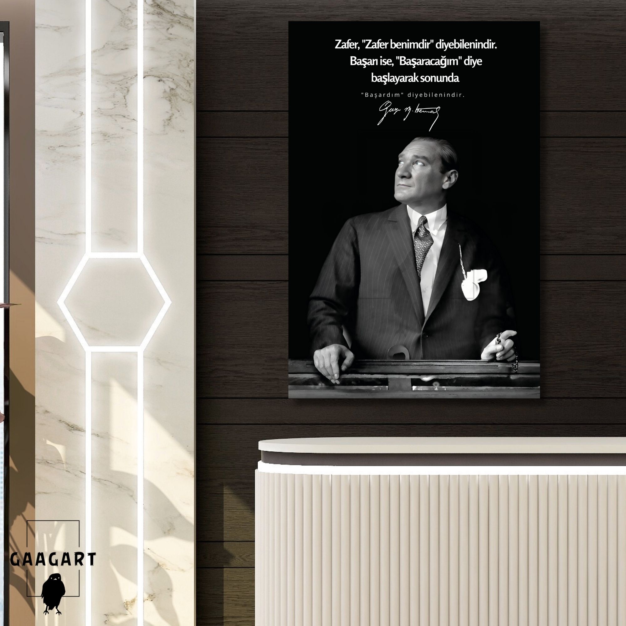 Tekli Dikey Kanvas Makam Panosu Atatürk Sözleri Zafer Sözü
