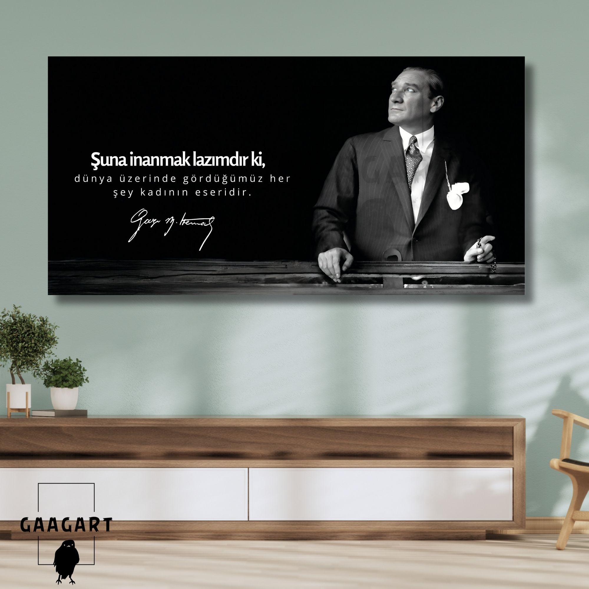 Panoramik Kanvas Atatürk Sözleri Dünya üzerinde gördüğümüz her şey kadının eseridir.