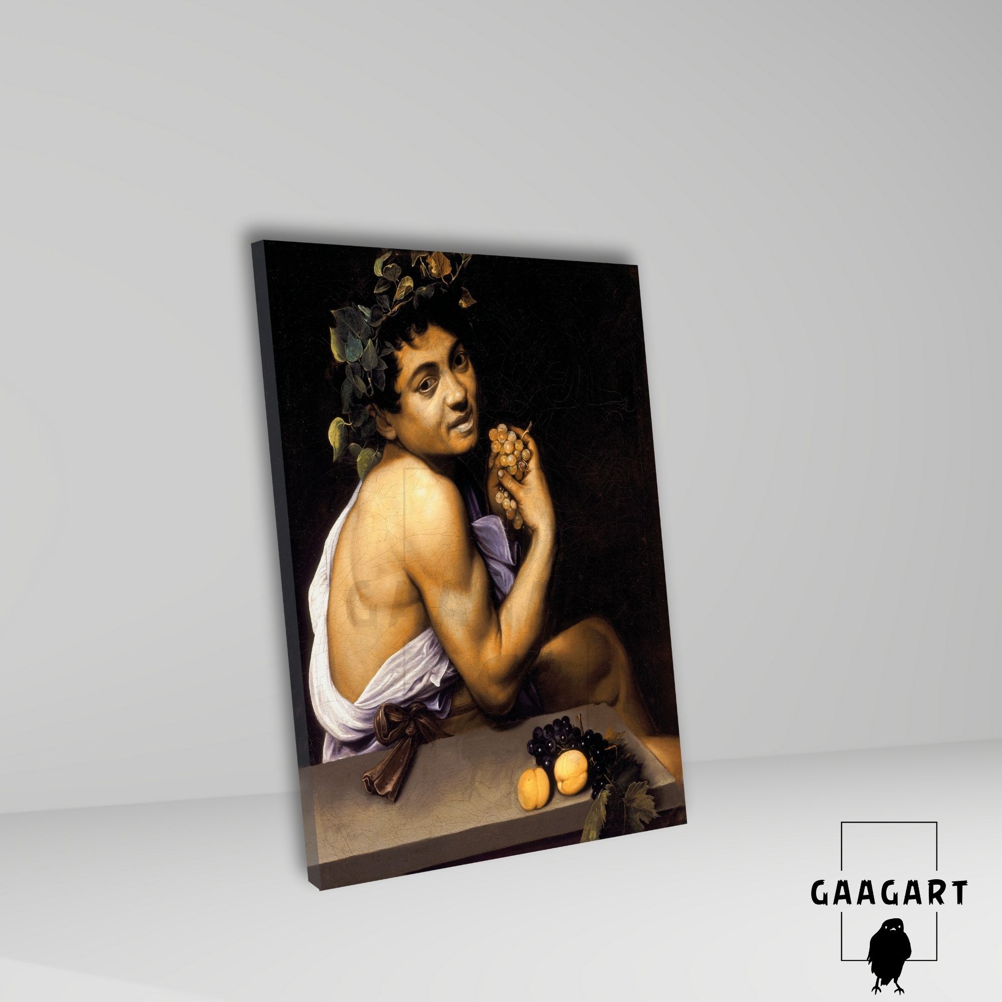 Tekli Dikey Kanvas Tablo Ünlü Eserler Caravaggio Genç Hasta Bacchus