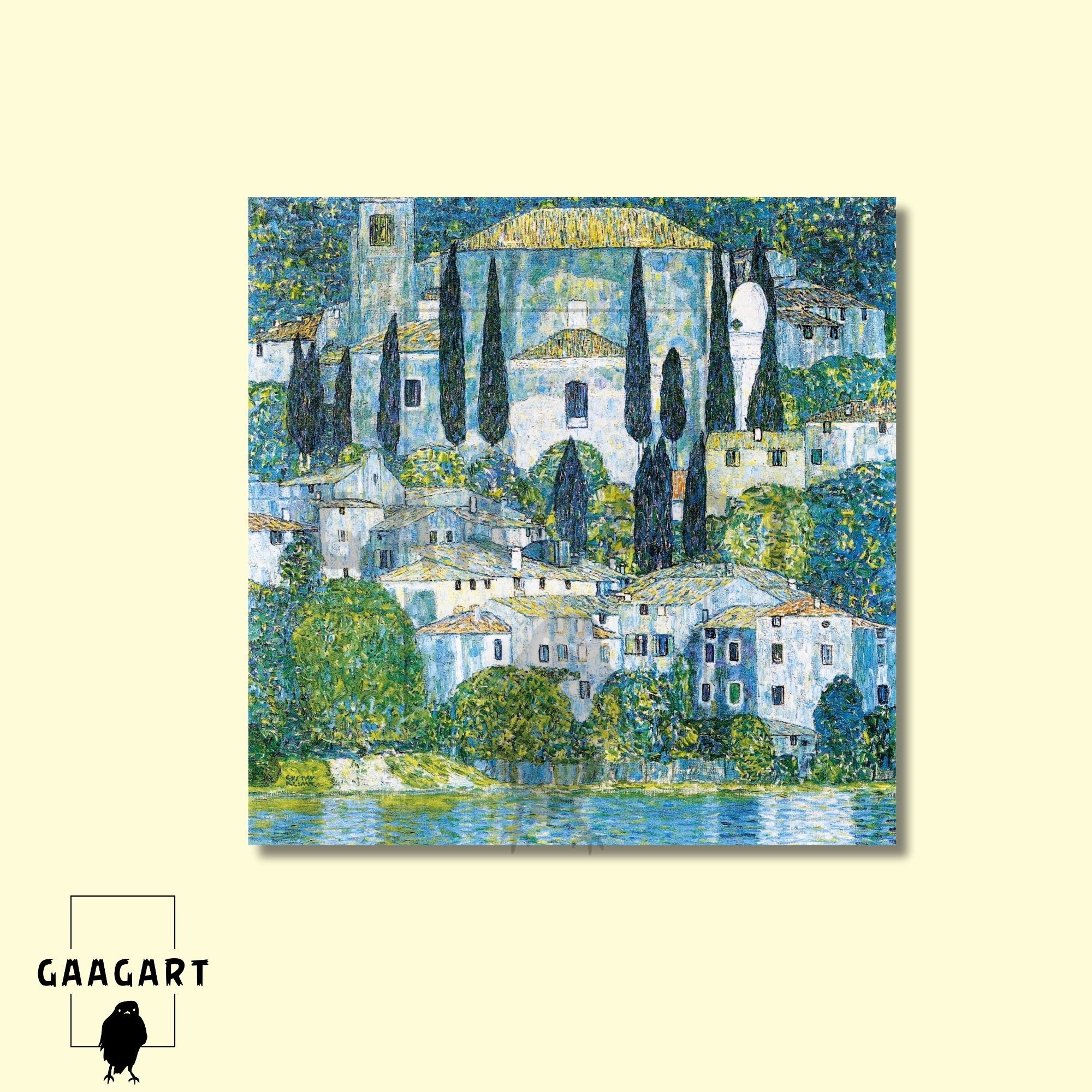 Kare Kanvas Tablo Ünlü Eserler G. Klimt-Church In Cassone Landscape With Cypressess